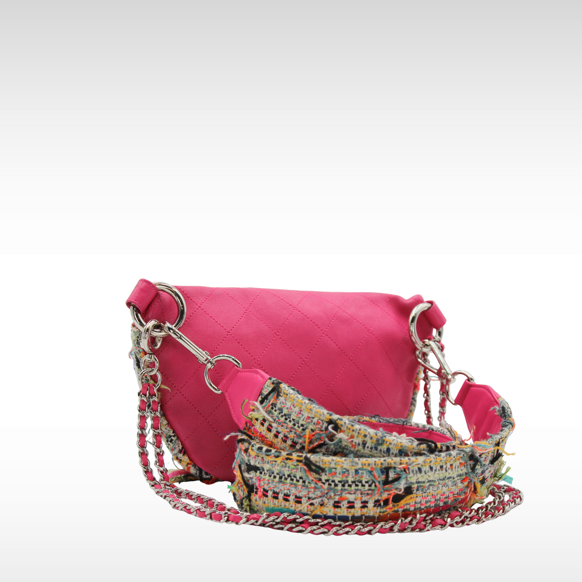 Tweed Pink + Multicolor Crossbody Bag