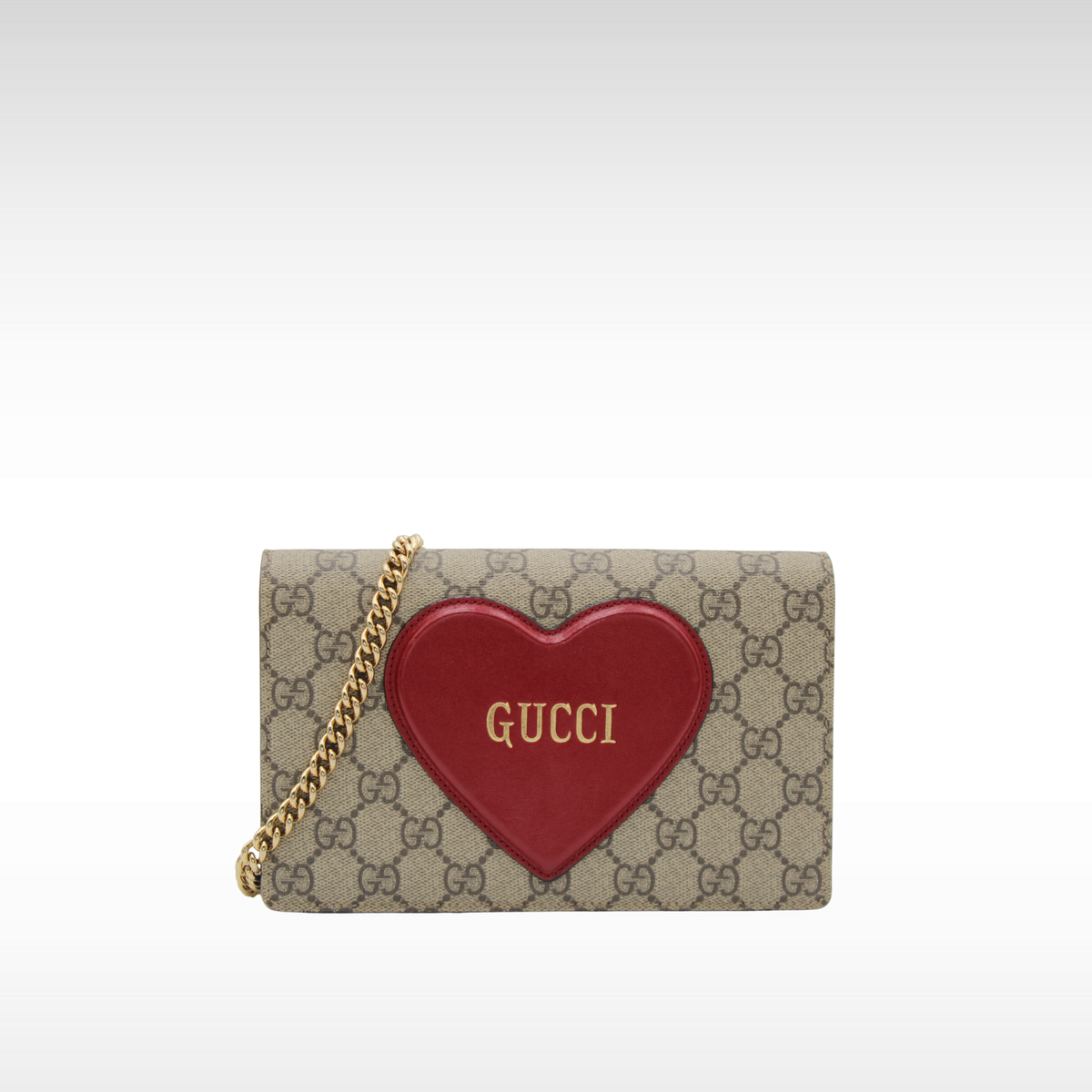 GG-Supreme Valentine's Day Coated Canvas Wallet on Chain