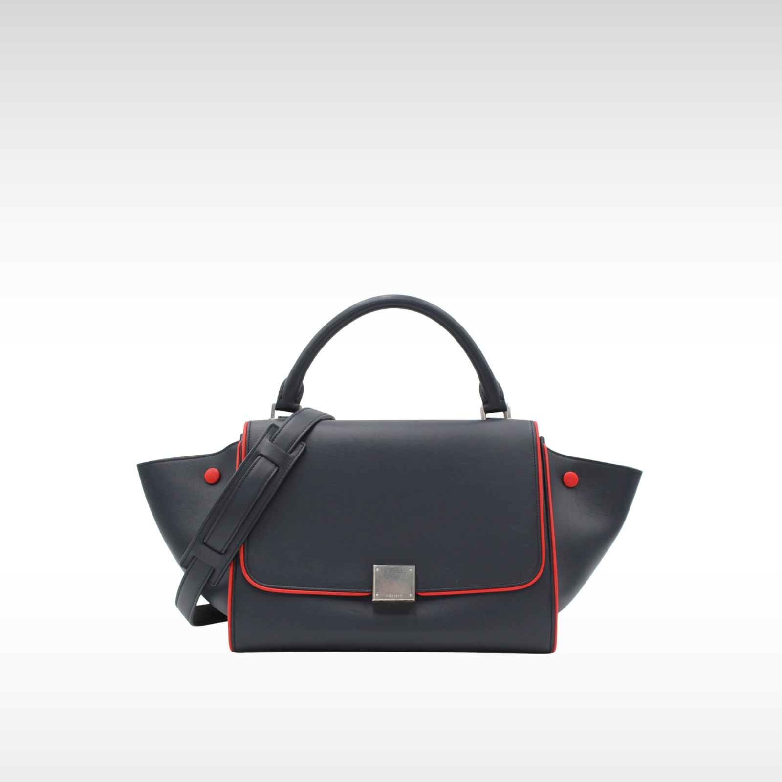 Trapeze Small Calf Navy + Red Handbag