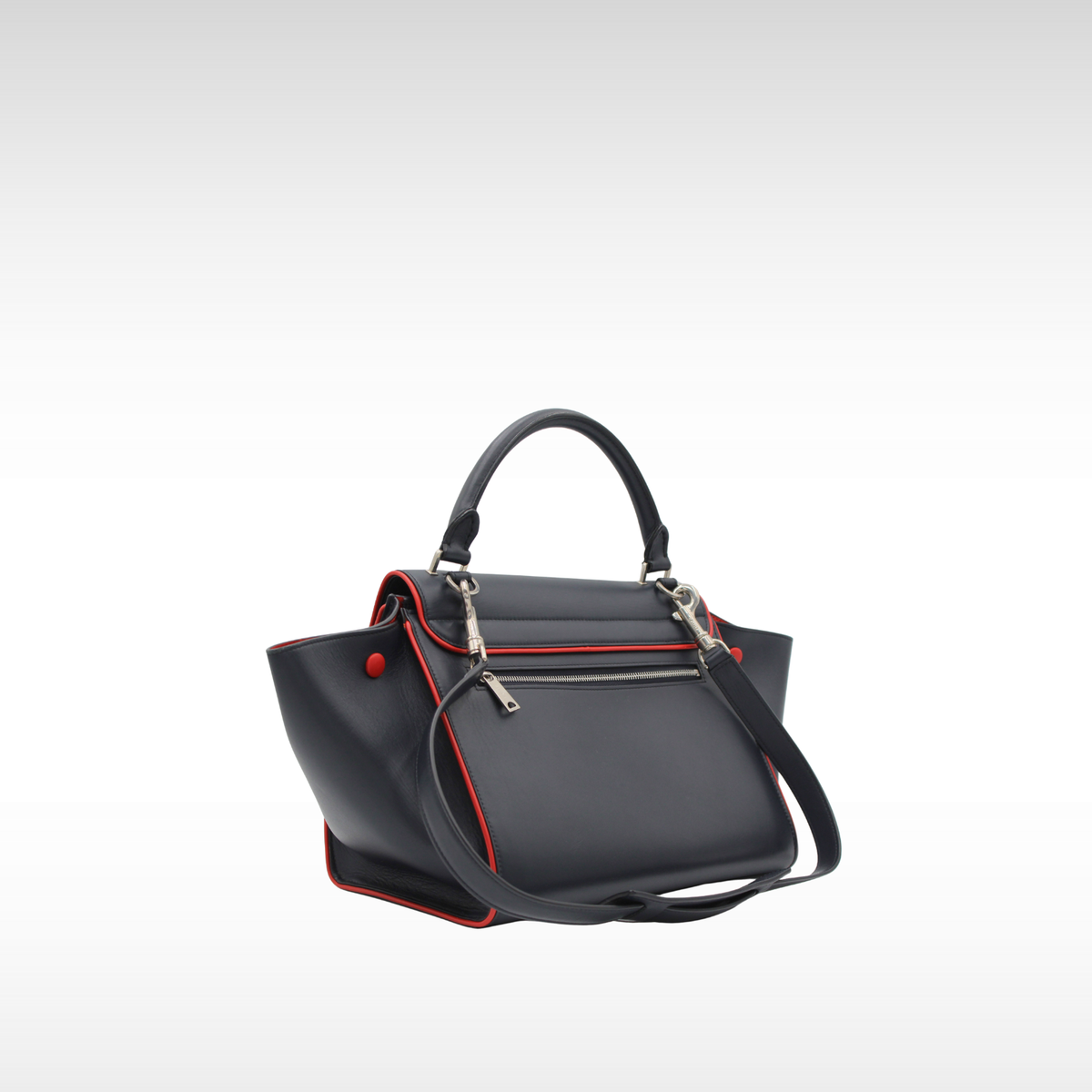 Trapeze Small Calf Navy + Red Handbag