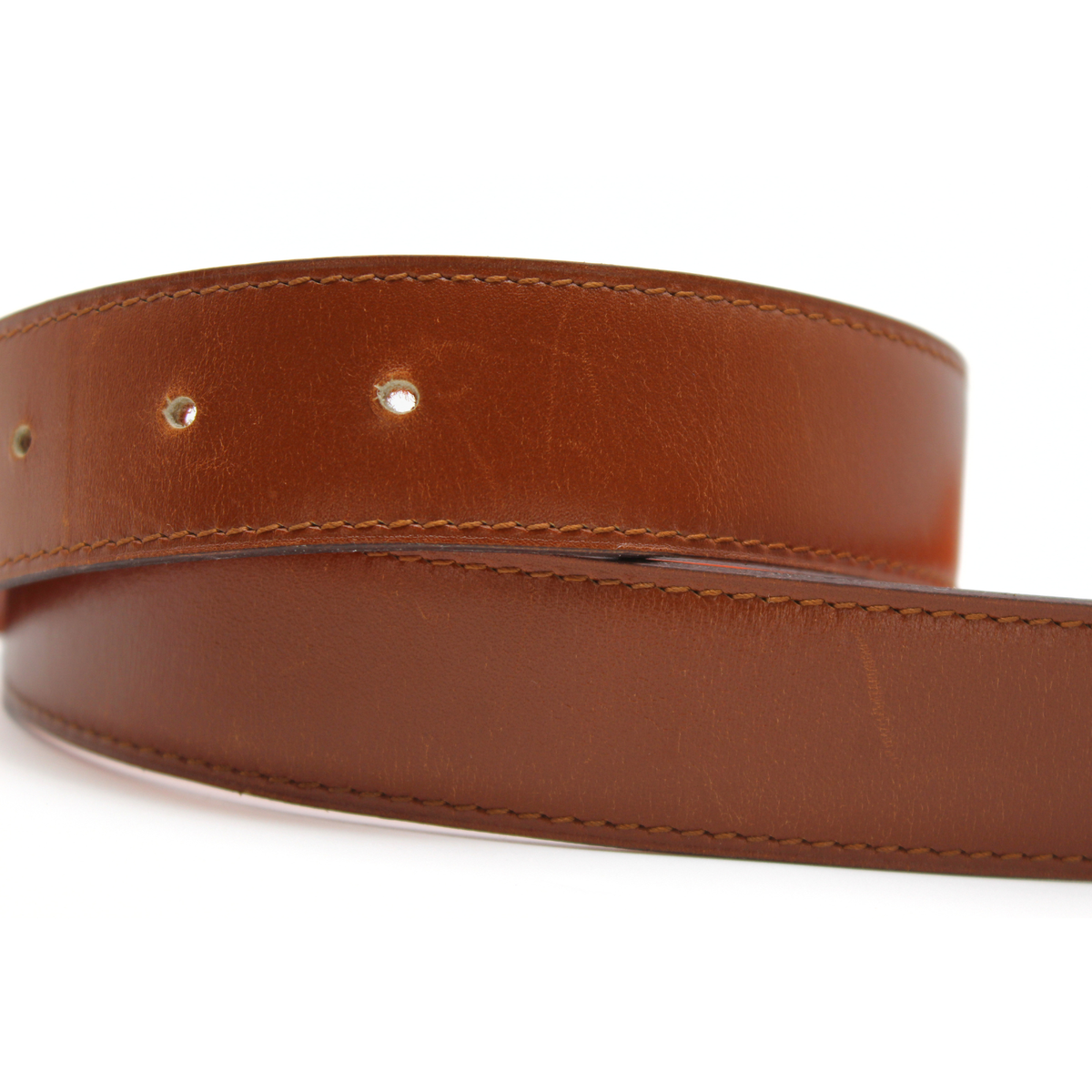H 80 32mm Box Calf Noisette + Orange Belt