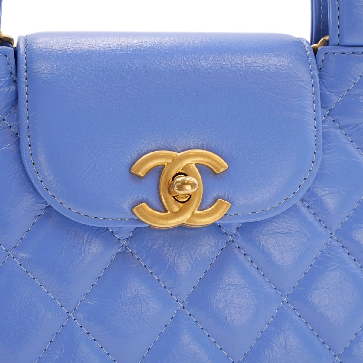 Shopping Bag Mini Calf Blue Handbag