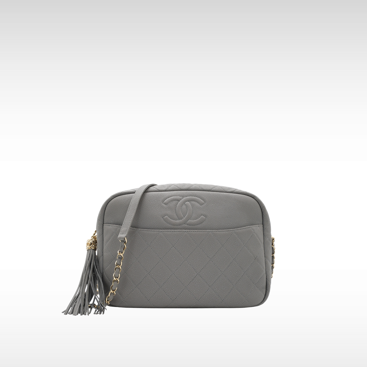 Coco Tassel Caviar Gray Shoulder Bag