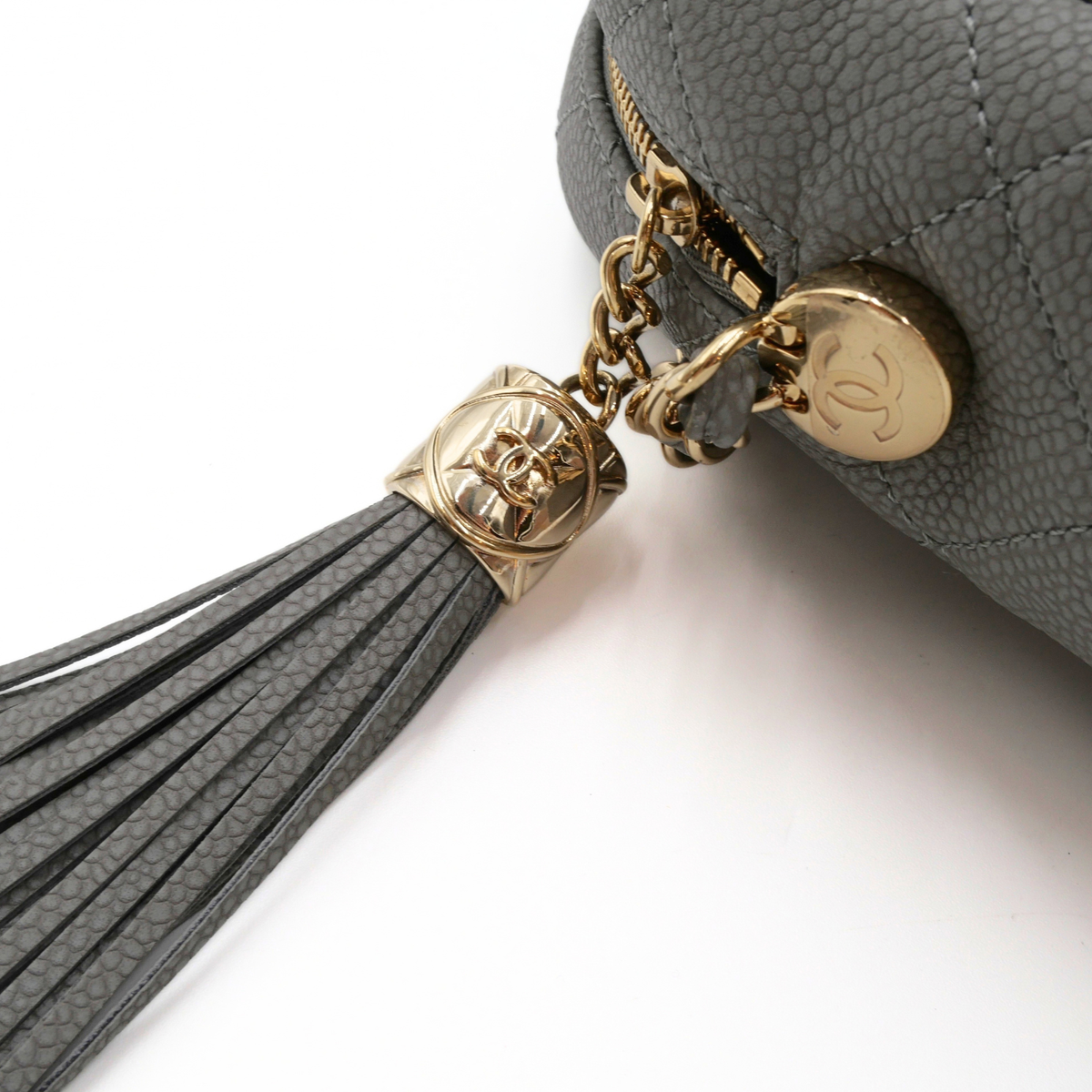 Coco Tassel Caviar Gray Shoulder Bag