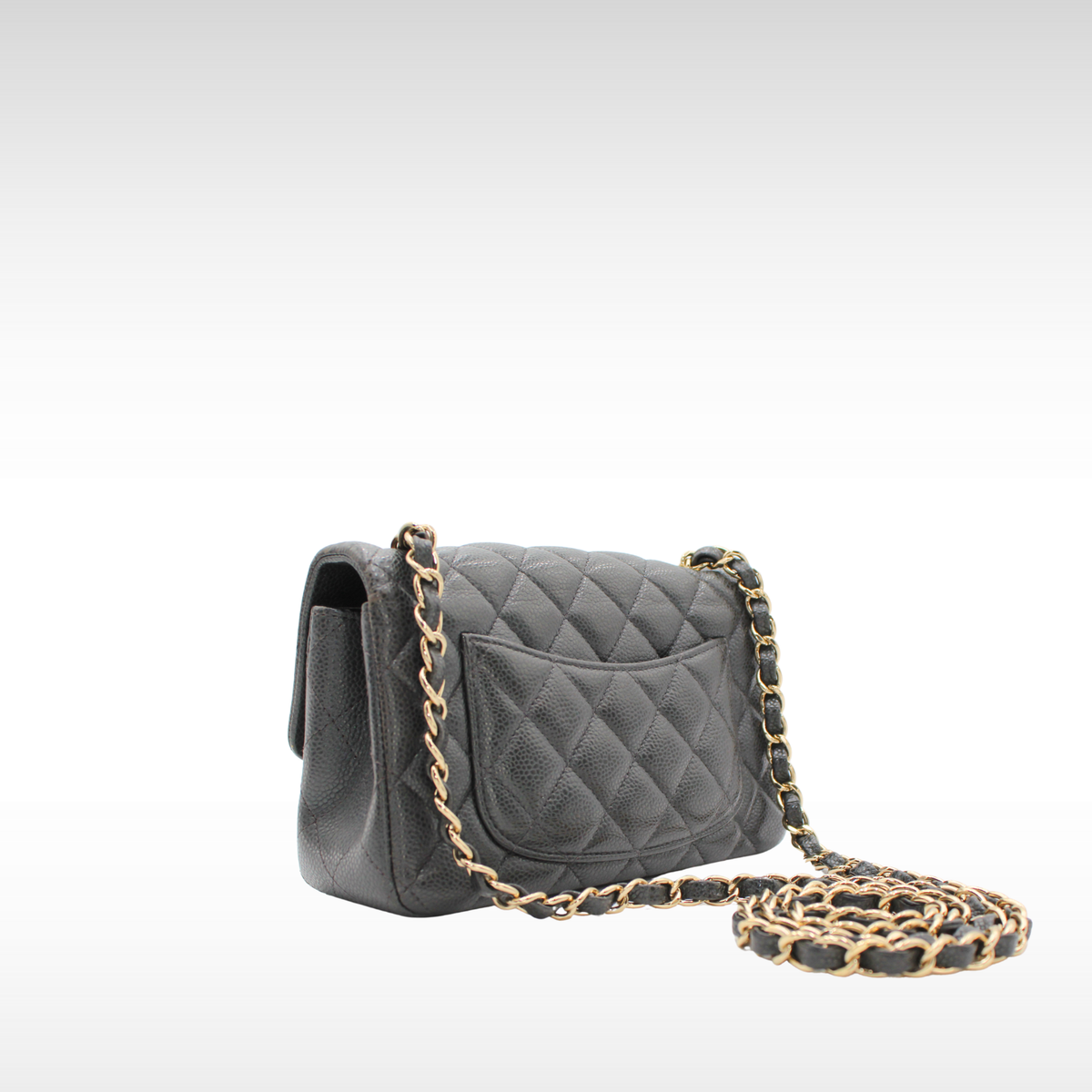 Classic Mini Matelasse Caviar Gray Shoulder Bag