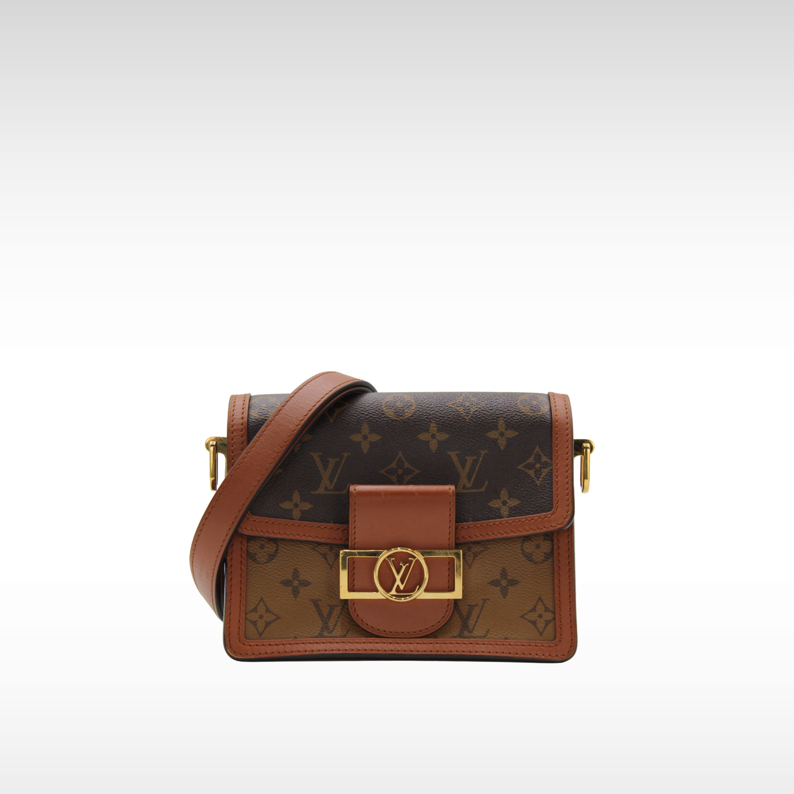 Dauphine Mini Monogram Reverse Marron Crossbody Bag