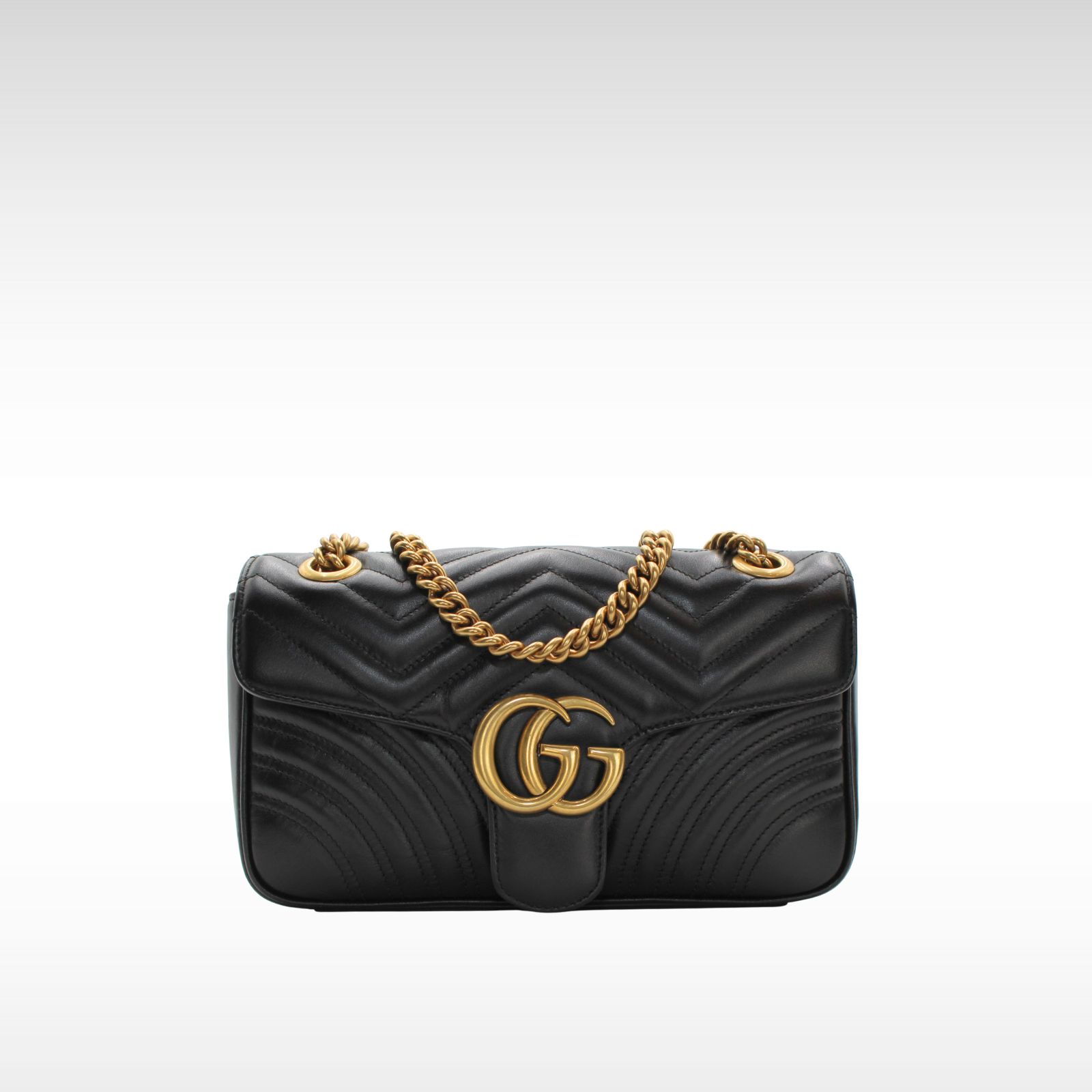 Medium GG-Marmont Calf Black Shoulder Bag