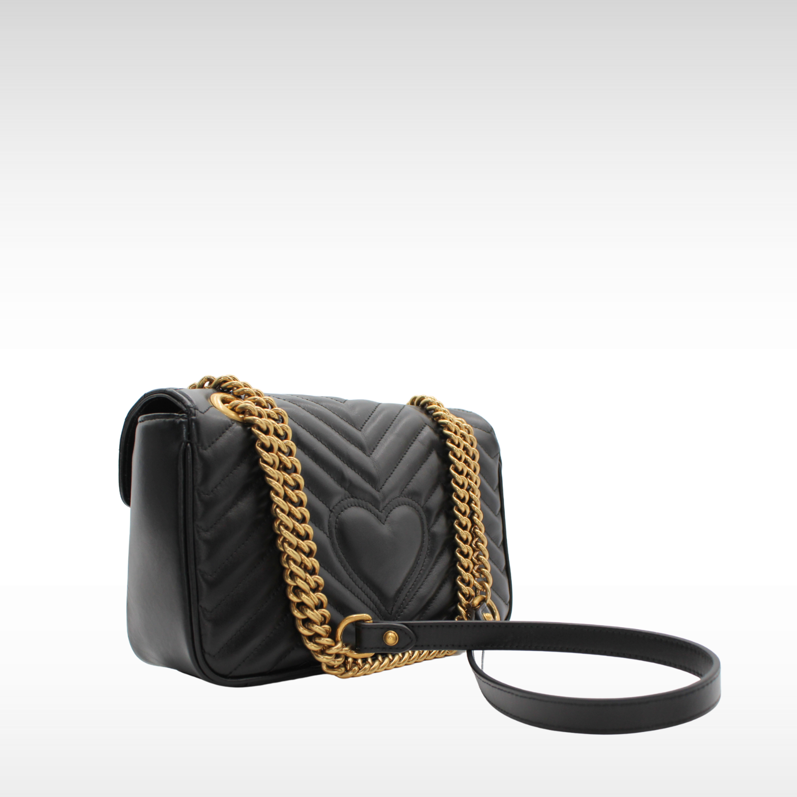 Medium GG-Marmont Calf Black Shoulder Bag