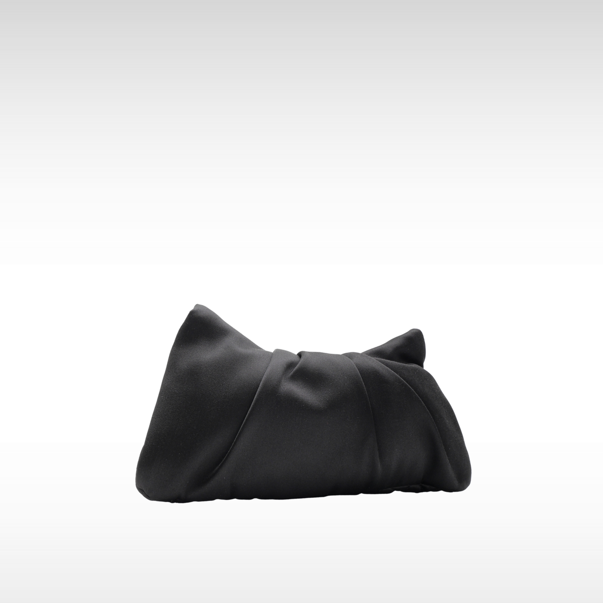 Half Moon Satin Black Clutch Bag