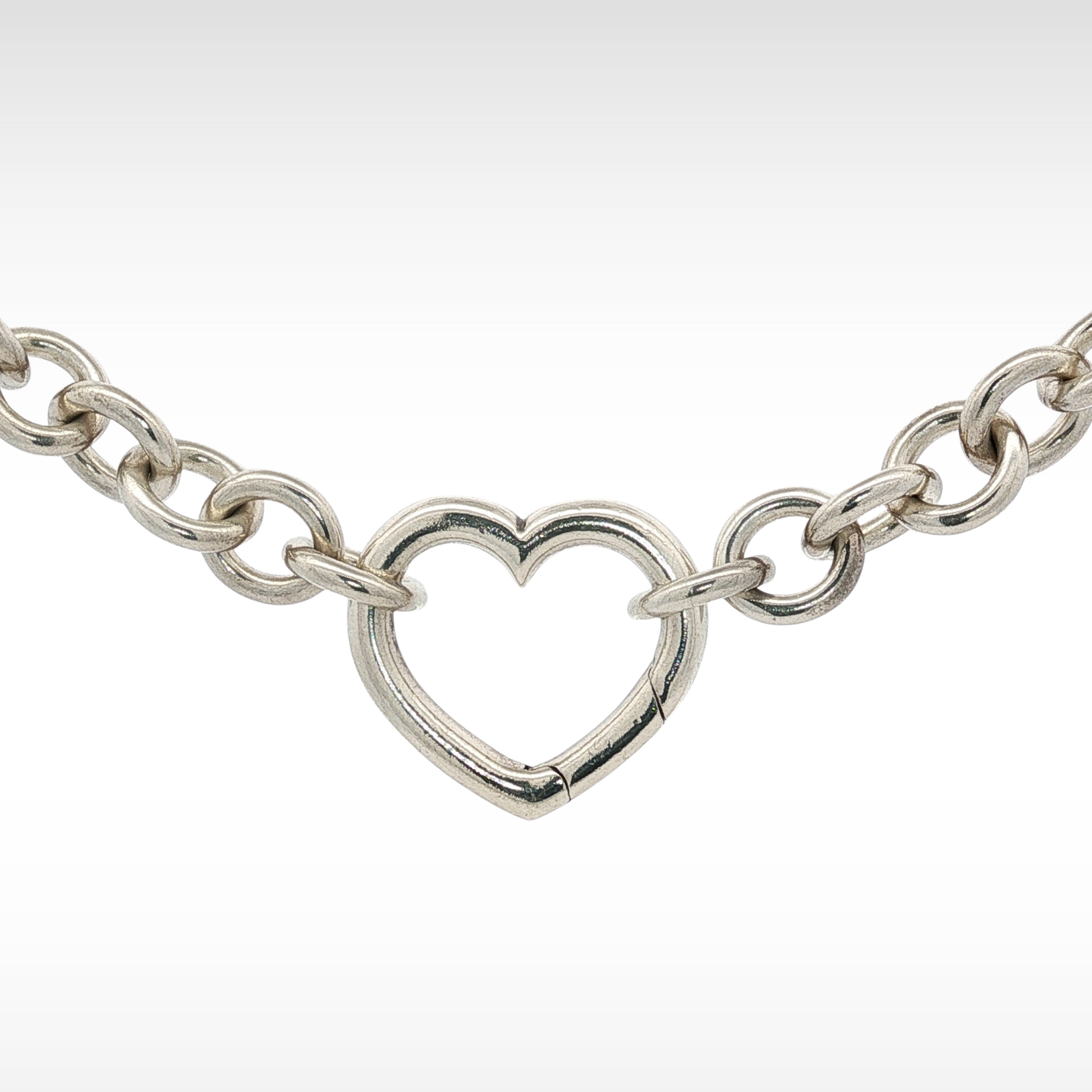 Chain Link Heart Silver Necklace