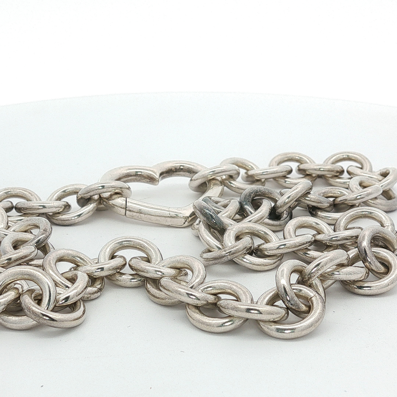 Chain Link Heart Silver Necklace