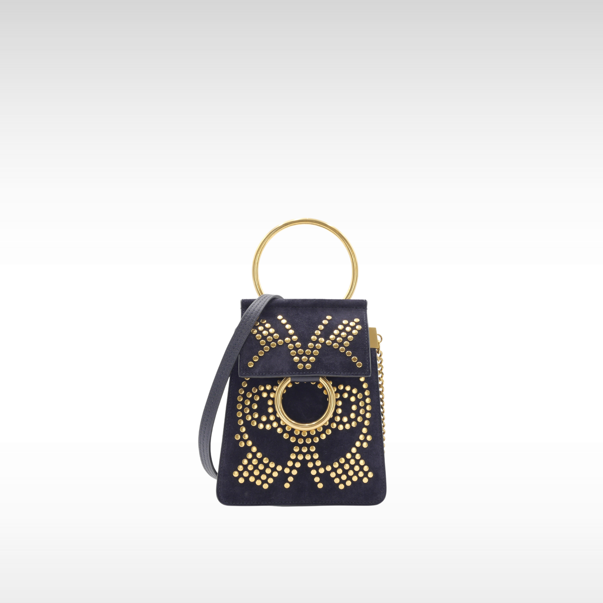 Faye Mini Stud Suede Black Crossbody Bag