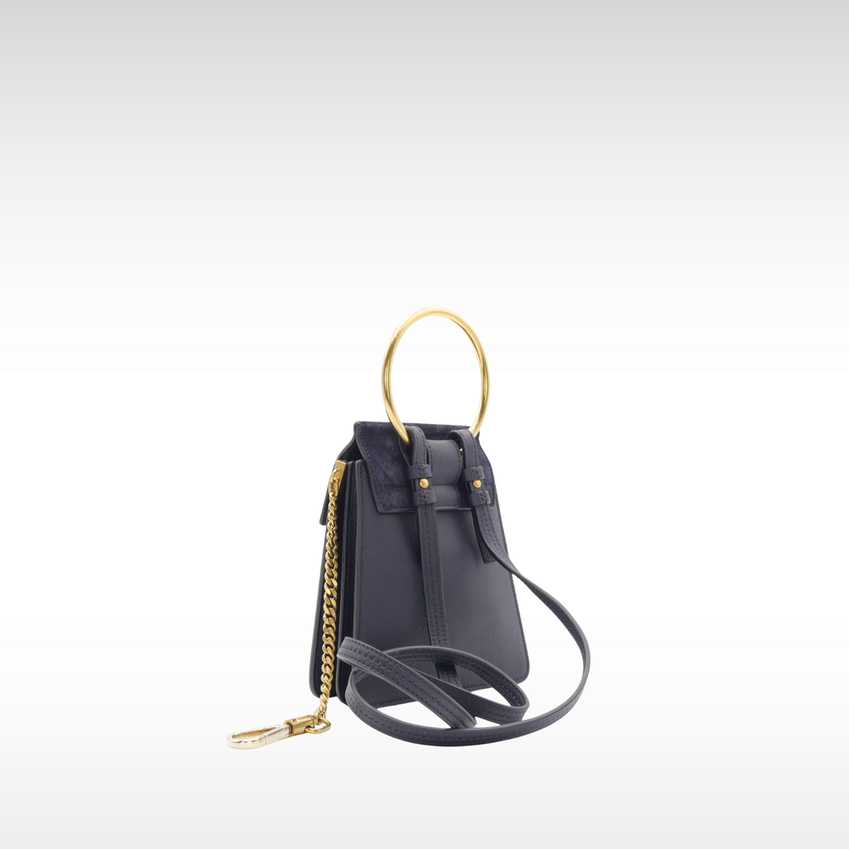 Faye Mini Stud Suede Black Crossbody Bag