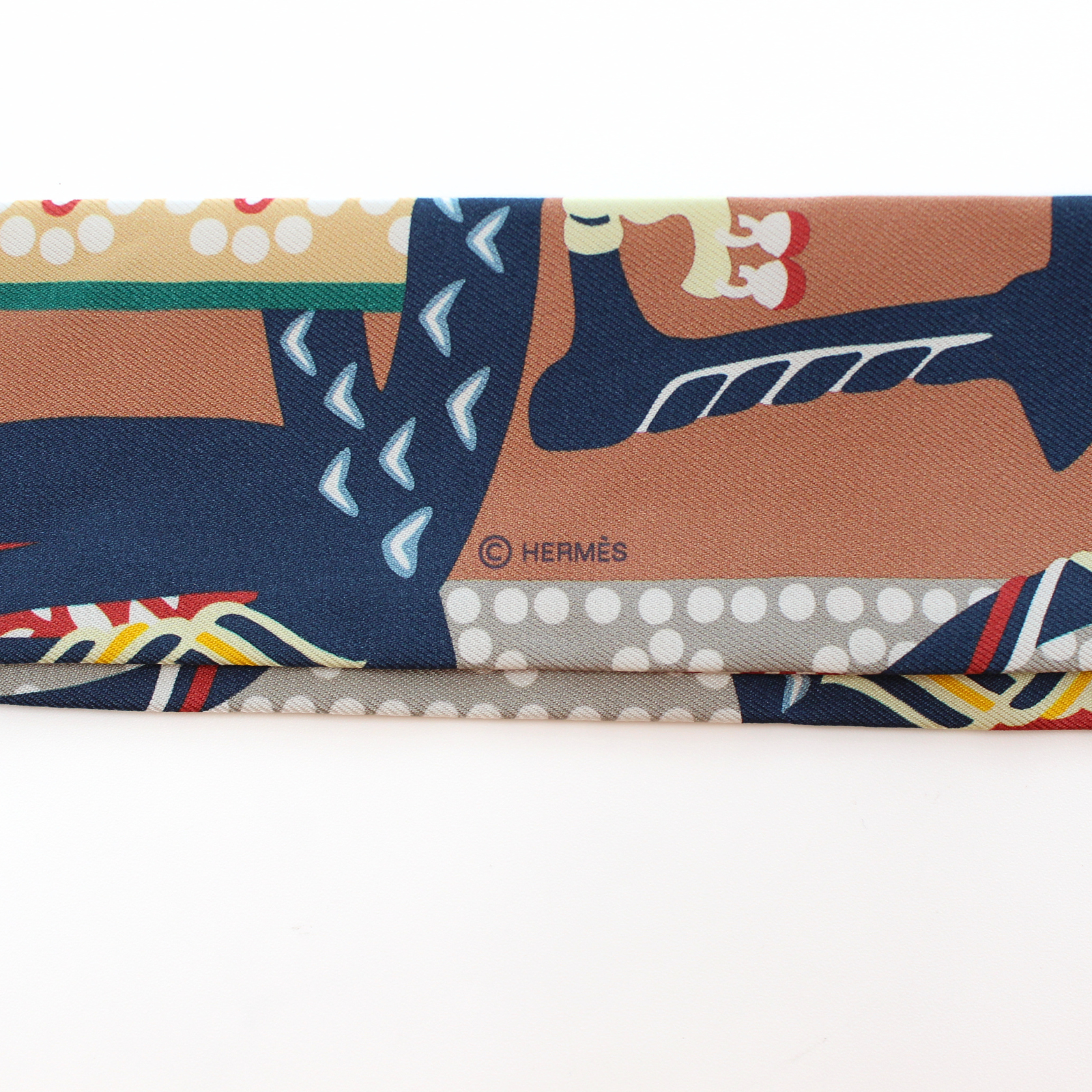Twilly Fantaisie D'Etriers Silk Brown Scarf