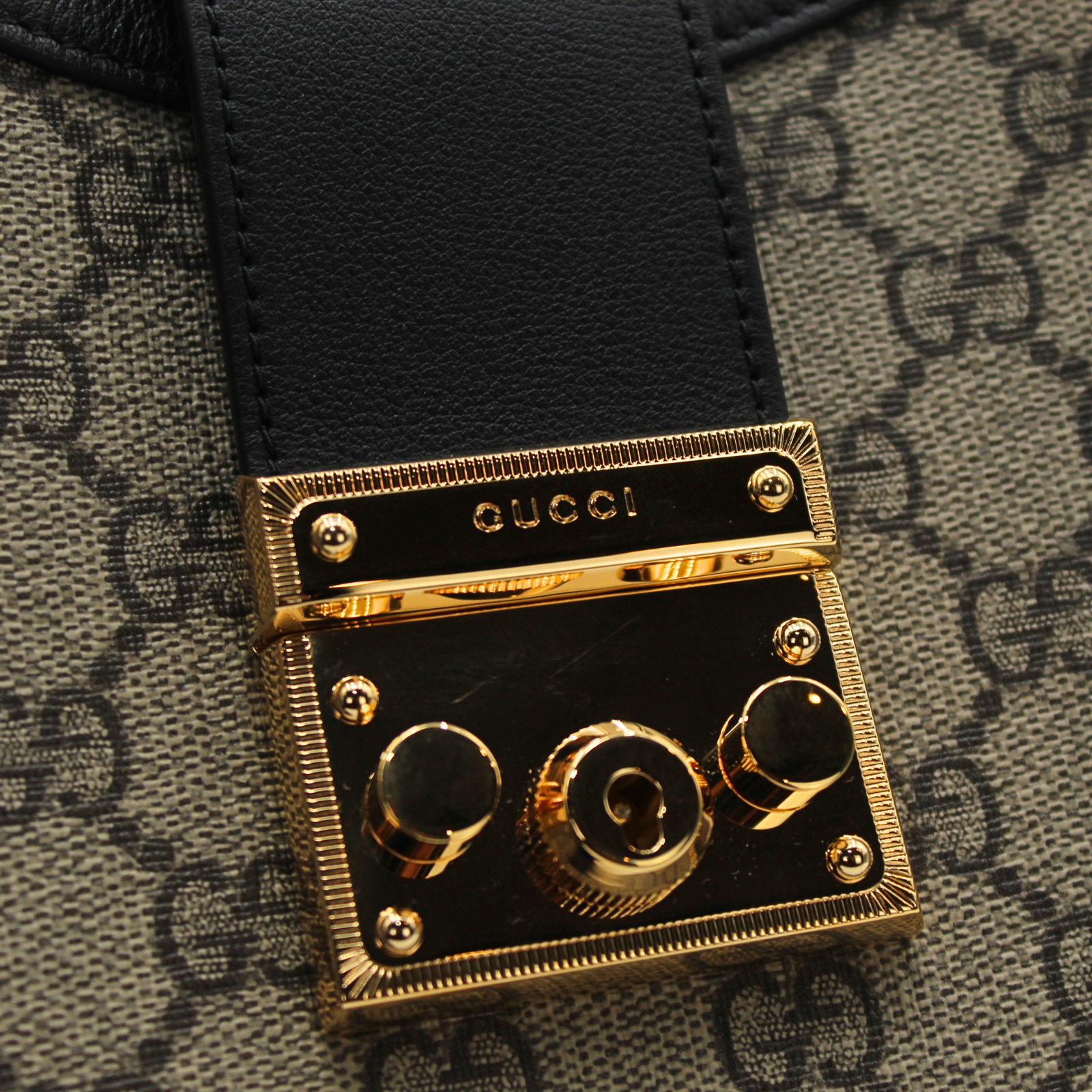 Padlock Coated Canvas Shoulder Bag