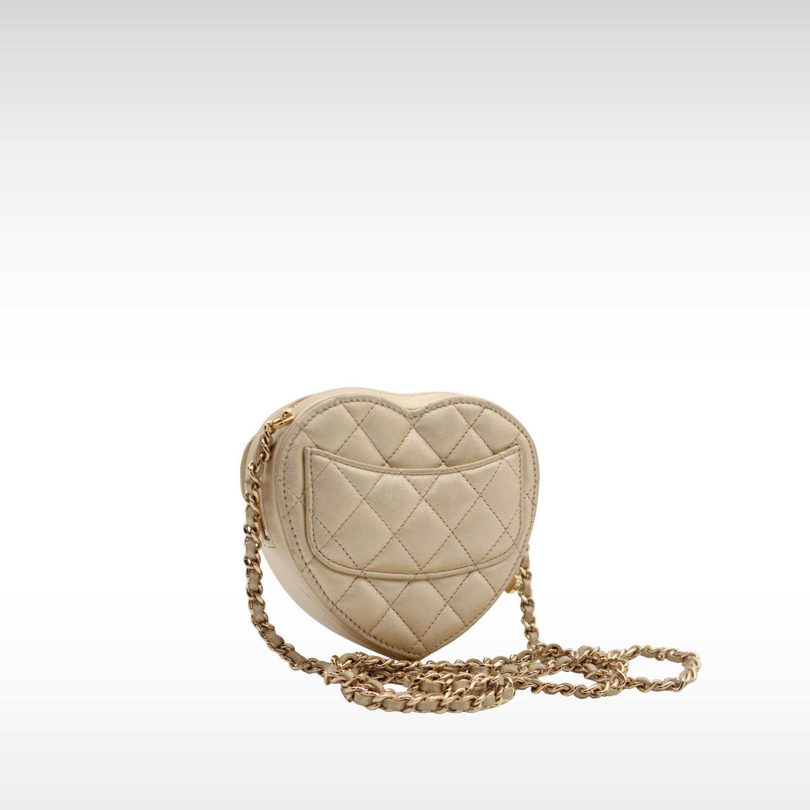 Heart Clutch with Chain Lamb Gold Shoulder Bag