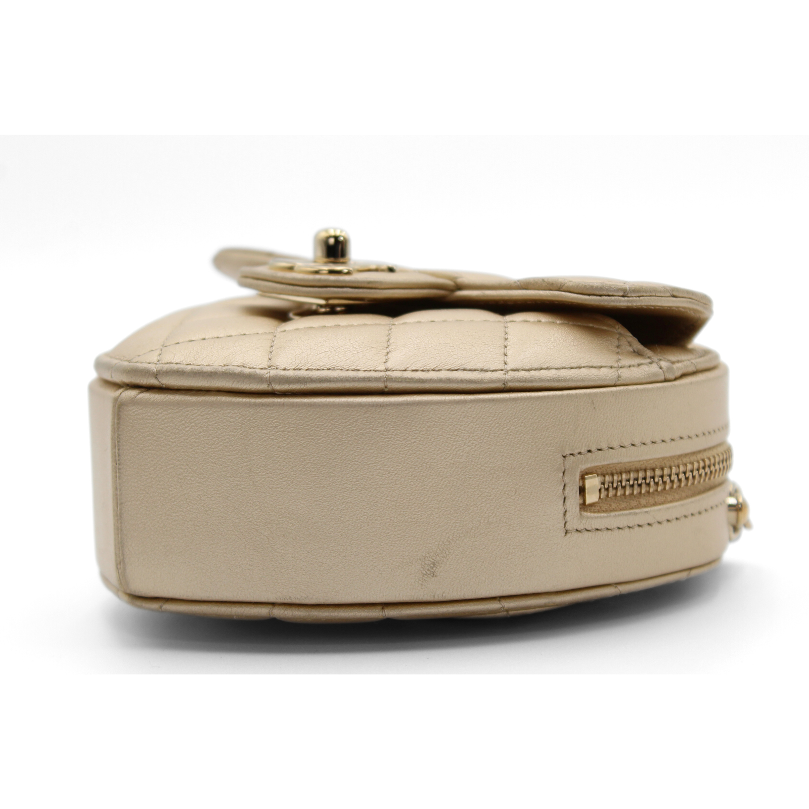 Heart Clutch with Chain Lamb Gold Shoulder Bag
