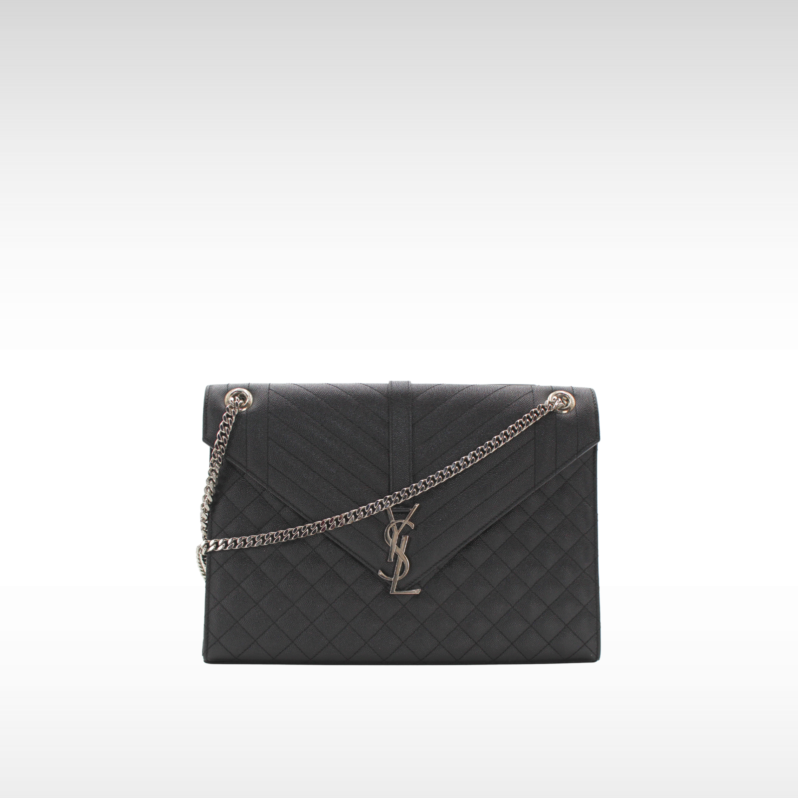 Envelope Large Calf Black Shoulder Bag