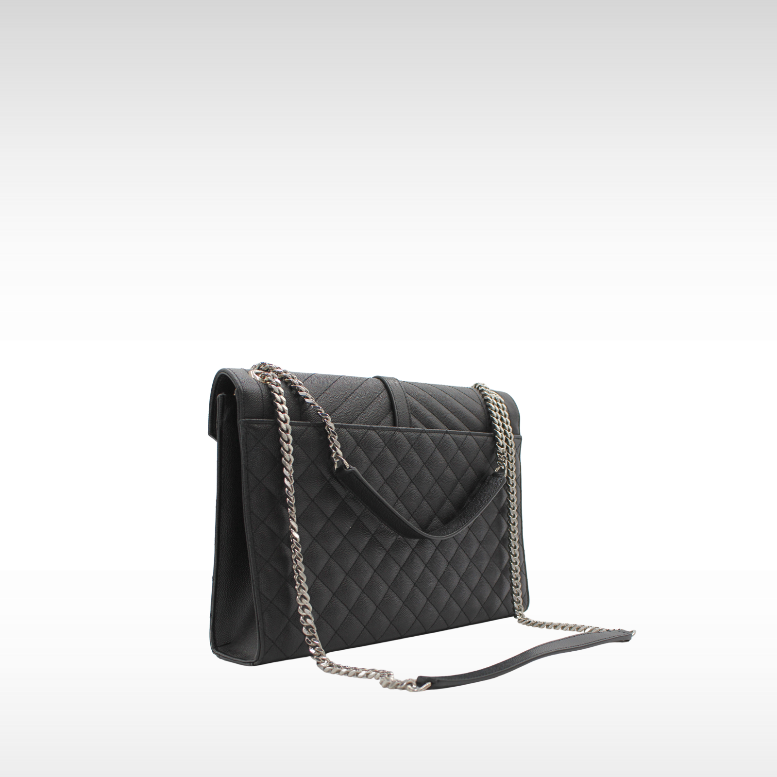 Envelope Large Calf Black Shoulder Bag