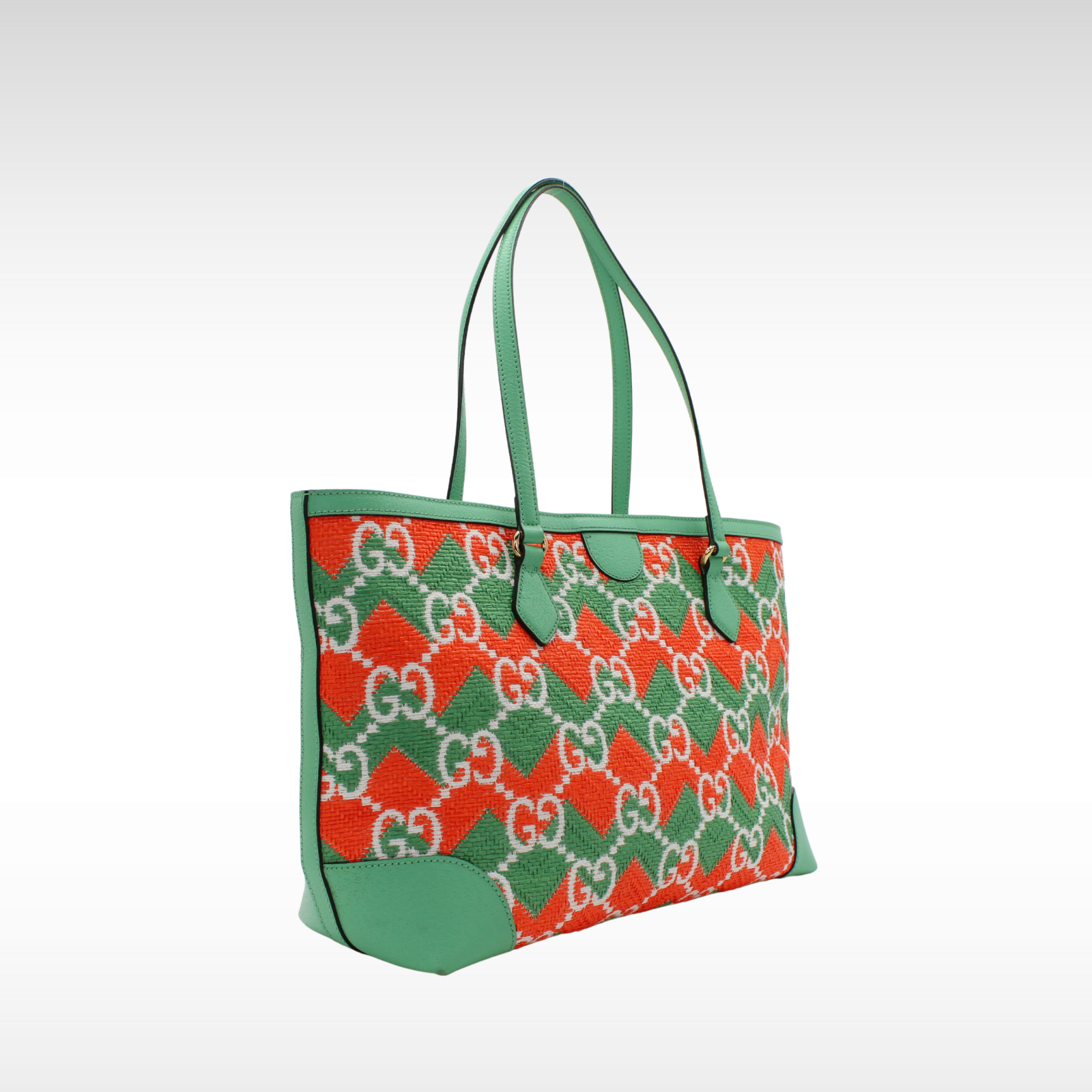 Ophidia Miami Raffia Green Tote Bag