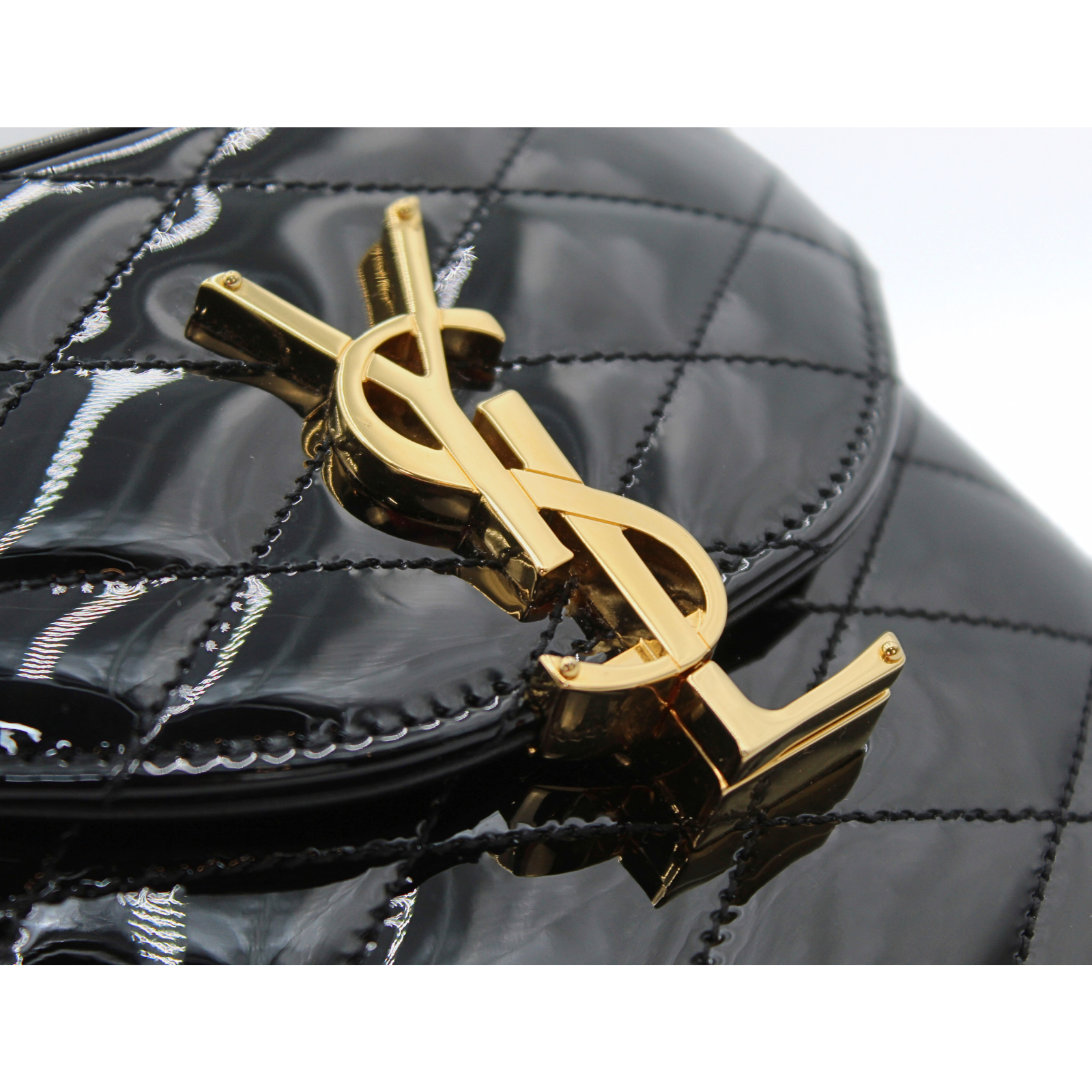 Jun Box Enamel Black Shoulder Bag