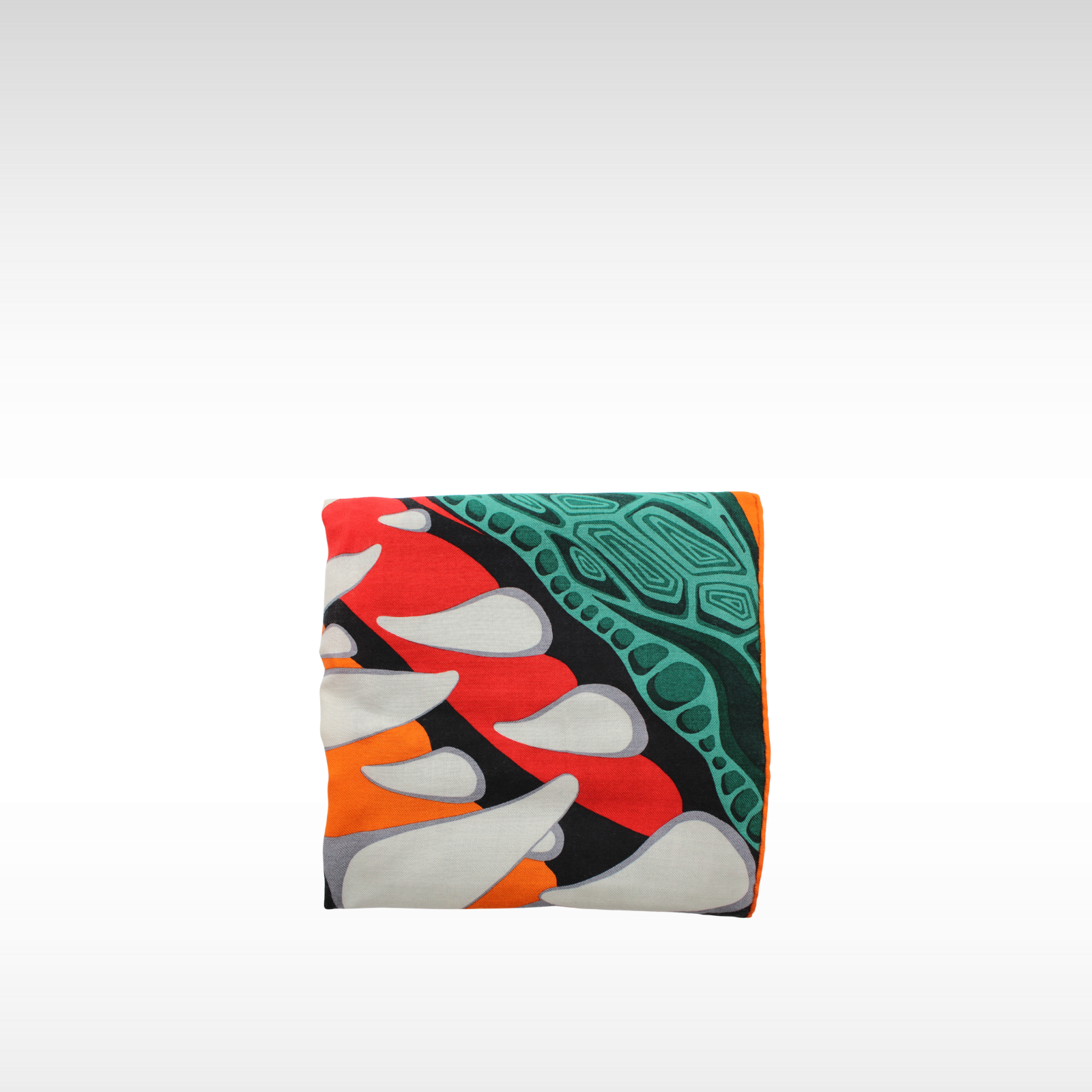 Carre 100 Cashmere Orange + Vert Scarf