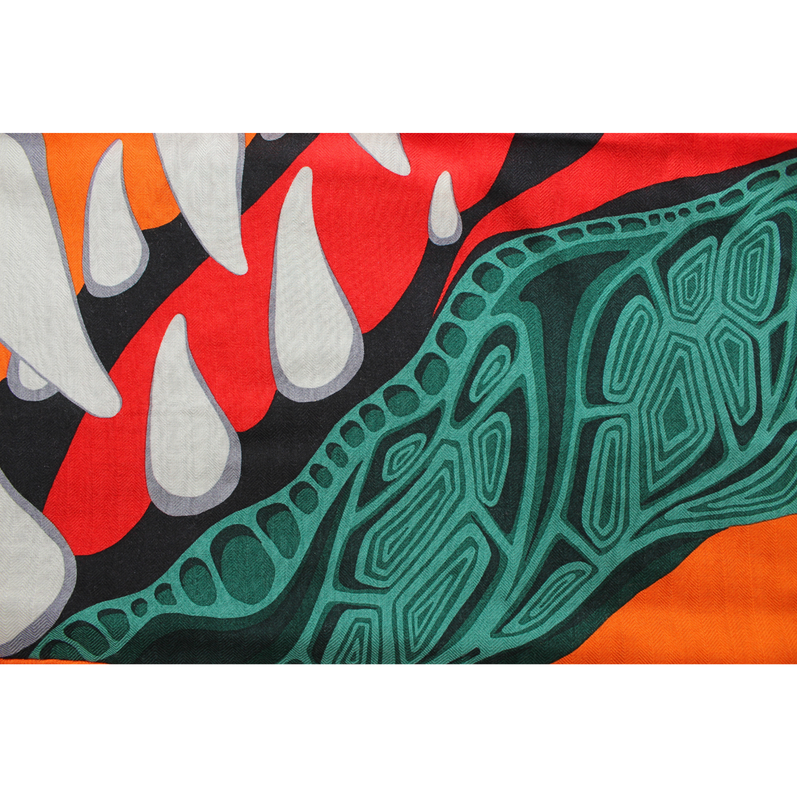 Carre 100 Cashmere Orange + Vert Scarf