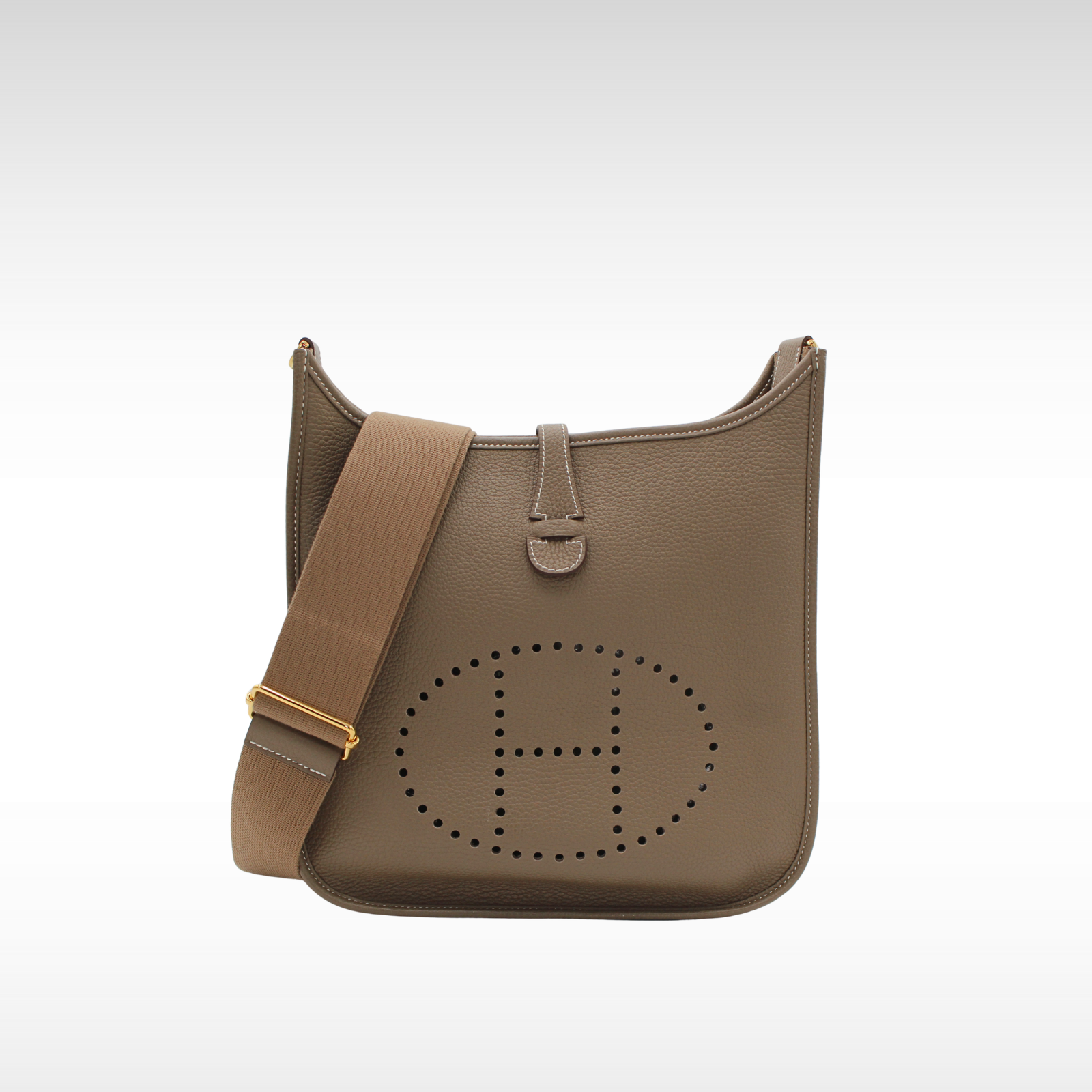 Evelyne 3 PM Taurillon Clemence Etoupe Crossbody Bag
