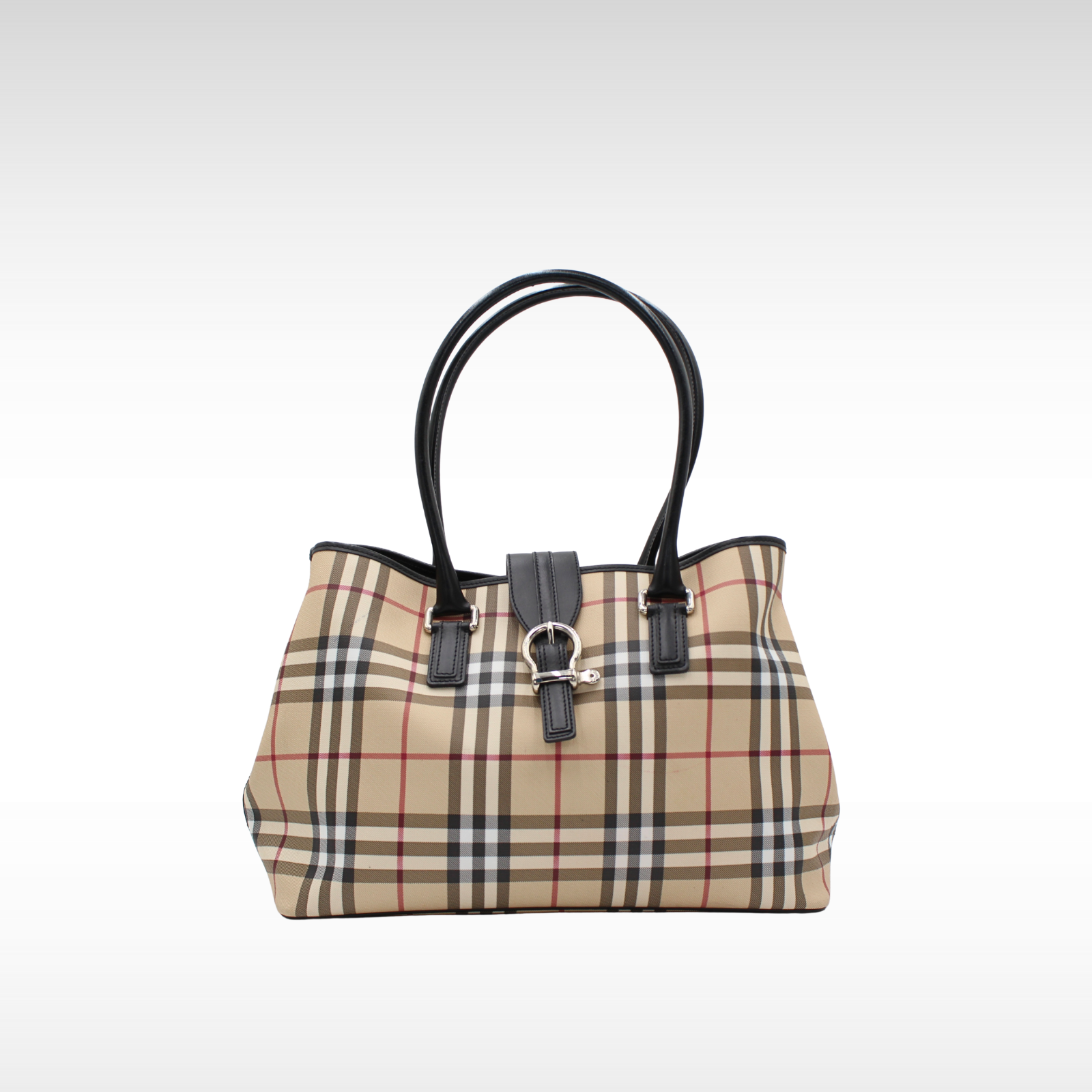Nova Check Beige Coated Canvas Tote Bag