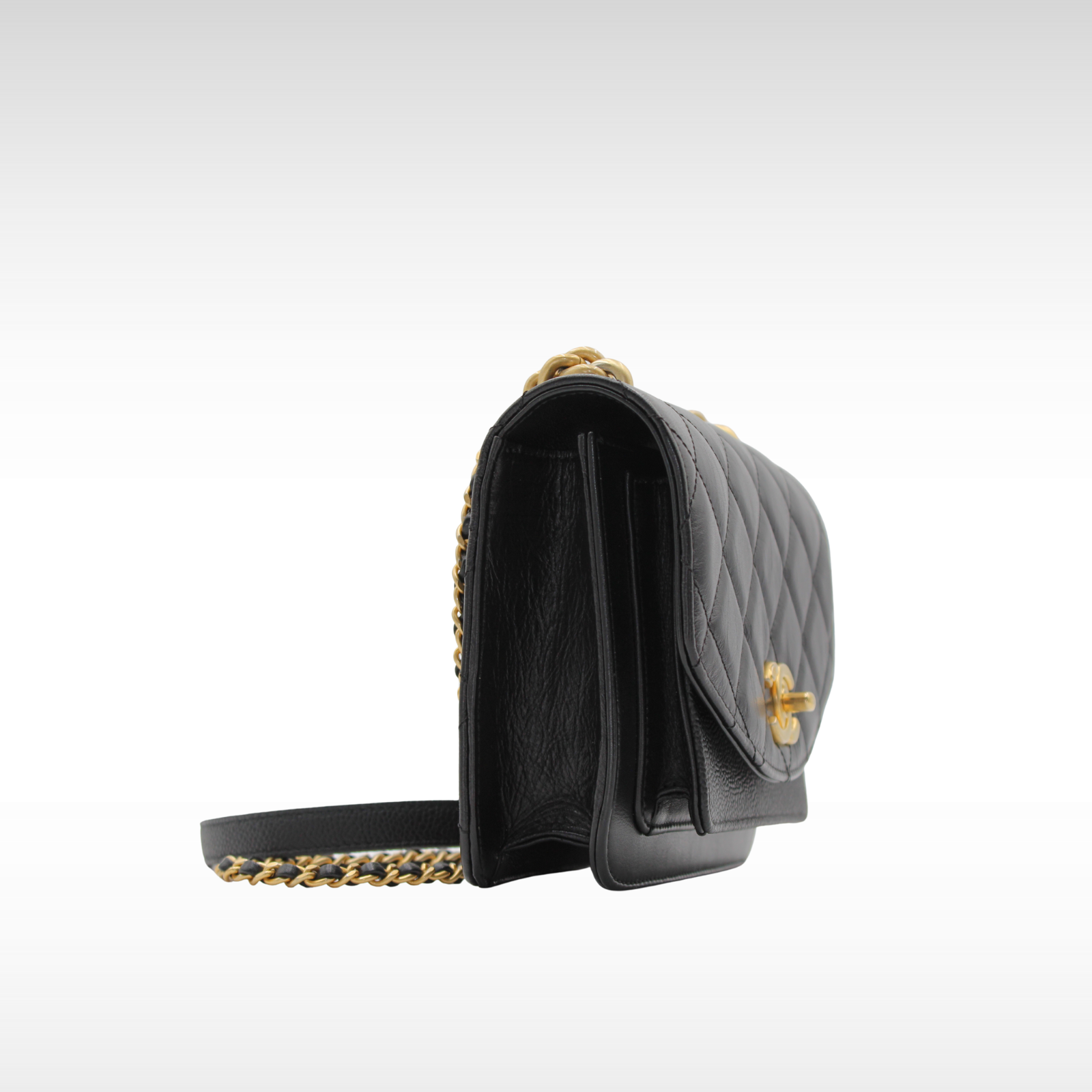 Calf Black Shoulder Bag