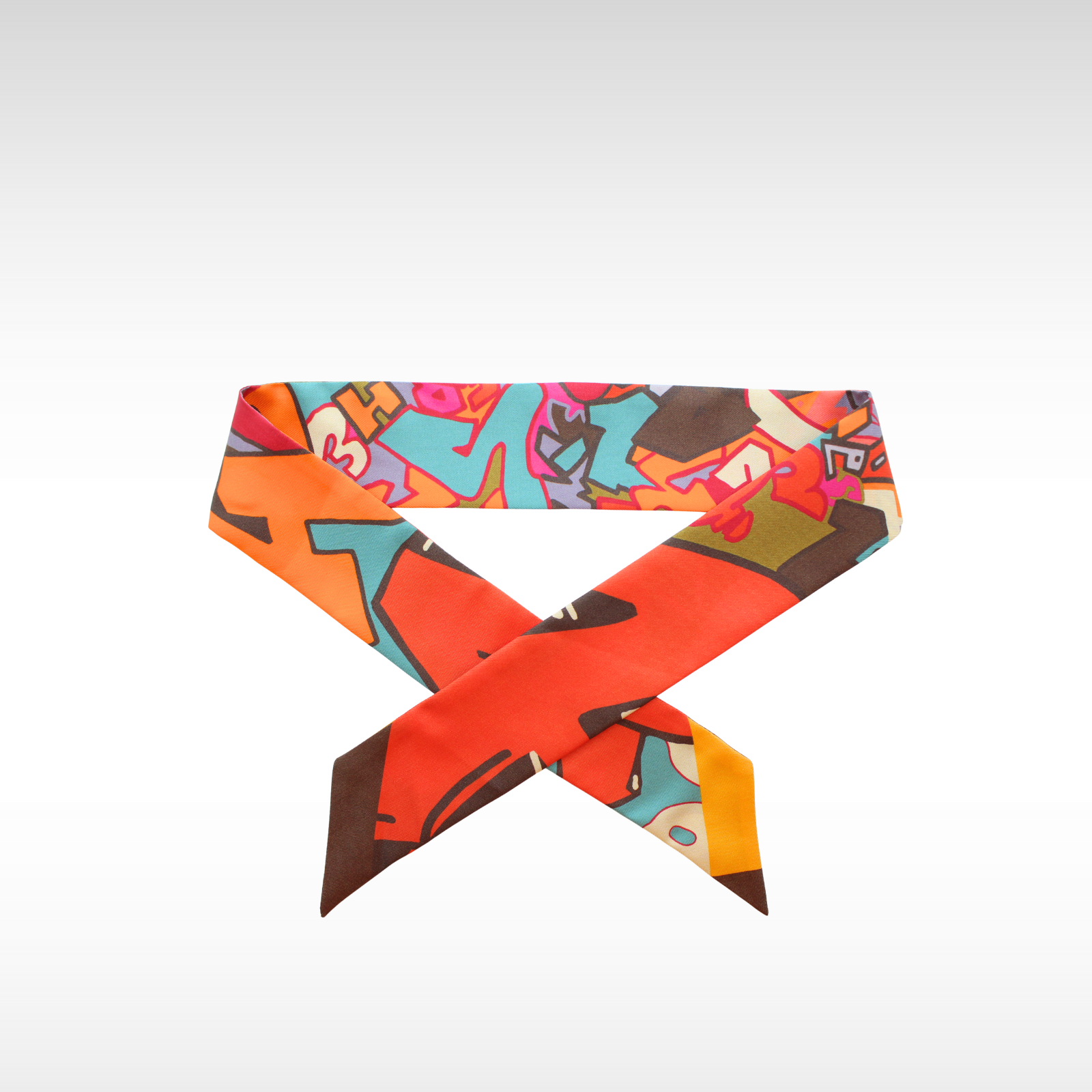 Twilly Graff Orange + Red Silk Scarf
