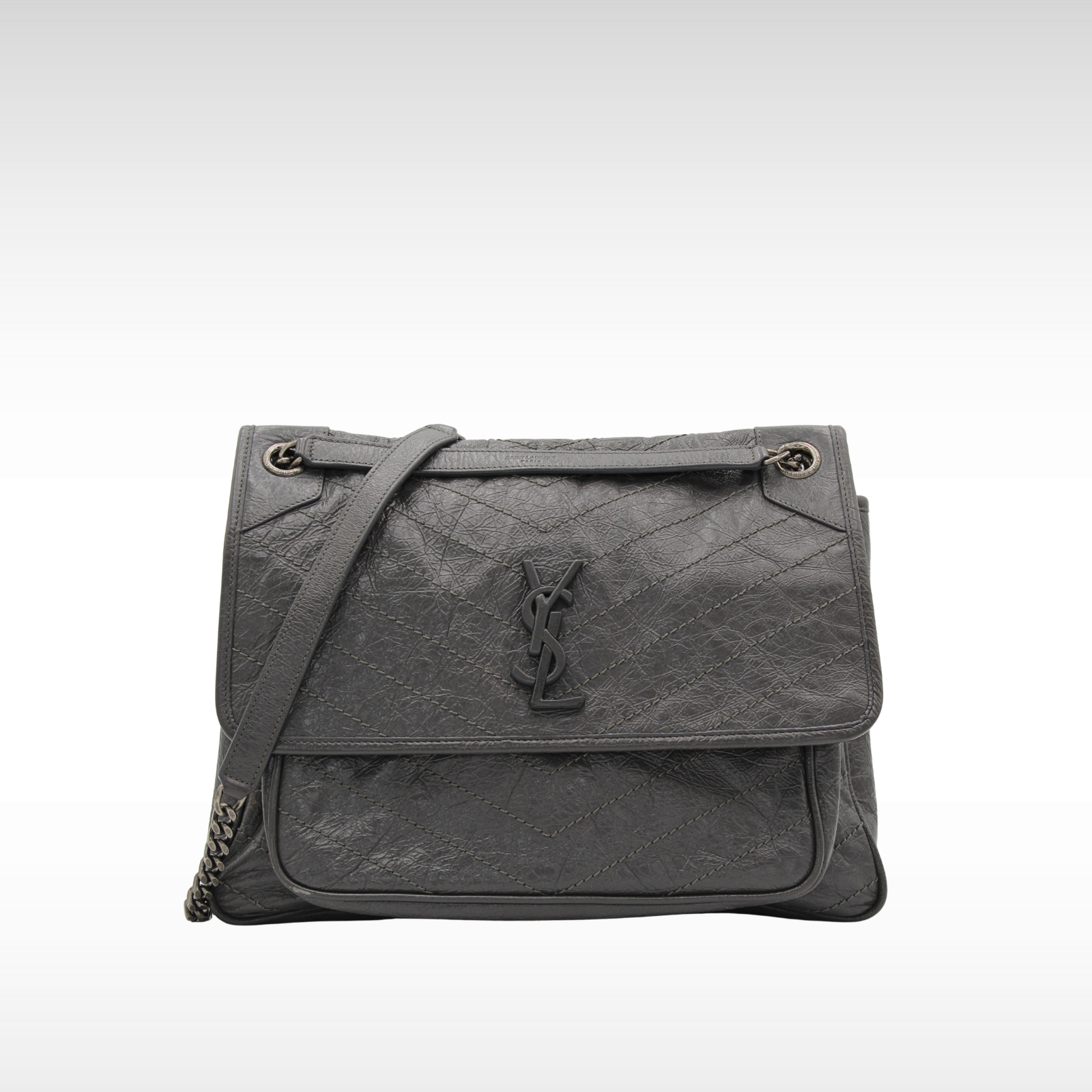 Niki Medium Calf Gray Shoulder Bag