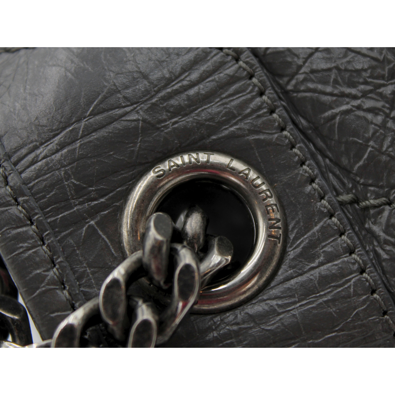 Niki Medium Calf Gray Shoulder Bag