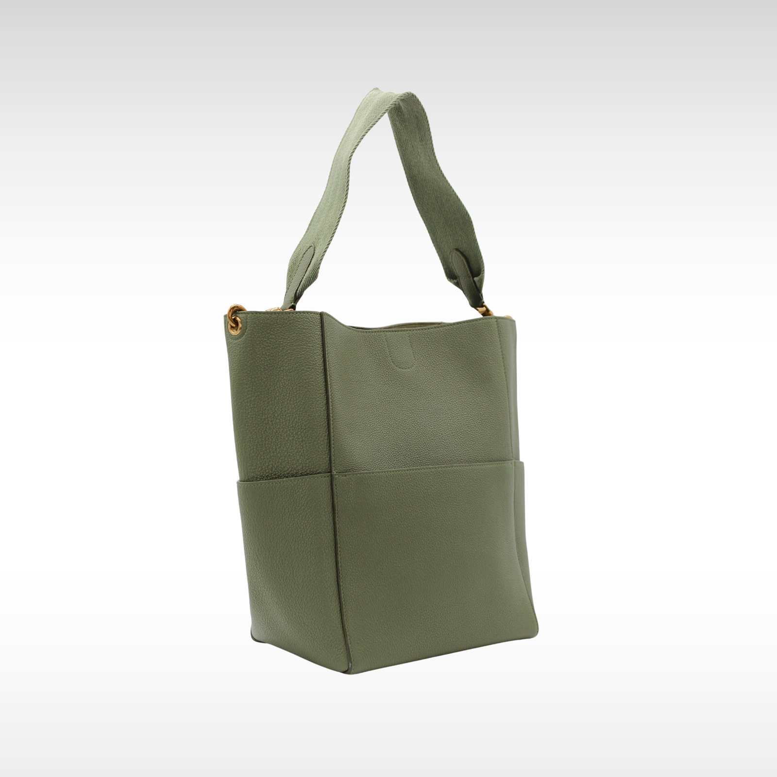 Sangle Bucket Calf Khaki Shoulder Bag