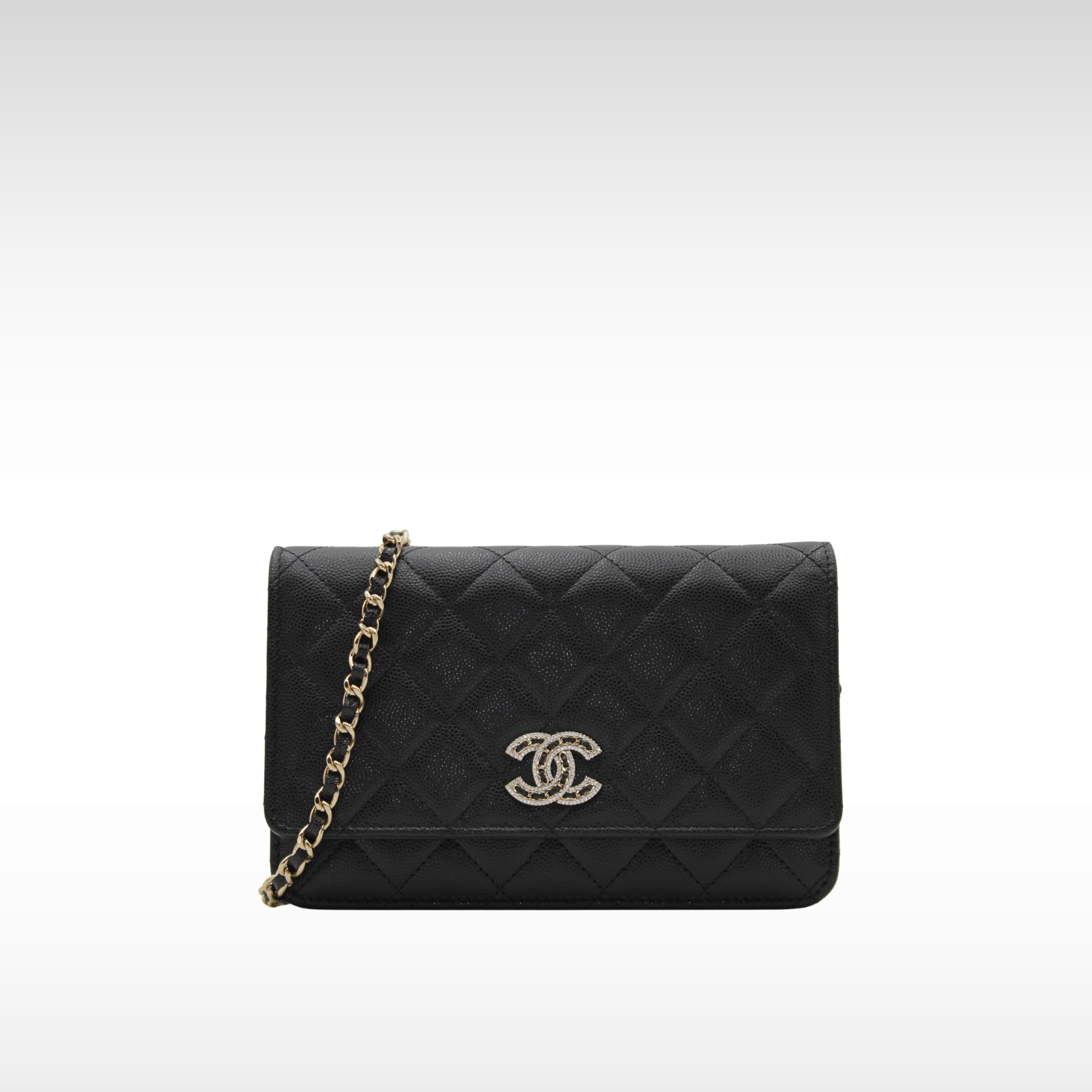 Matelasse Caviar Black Wallet on Chain