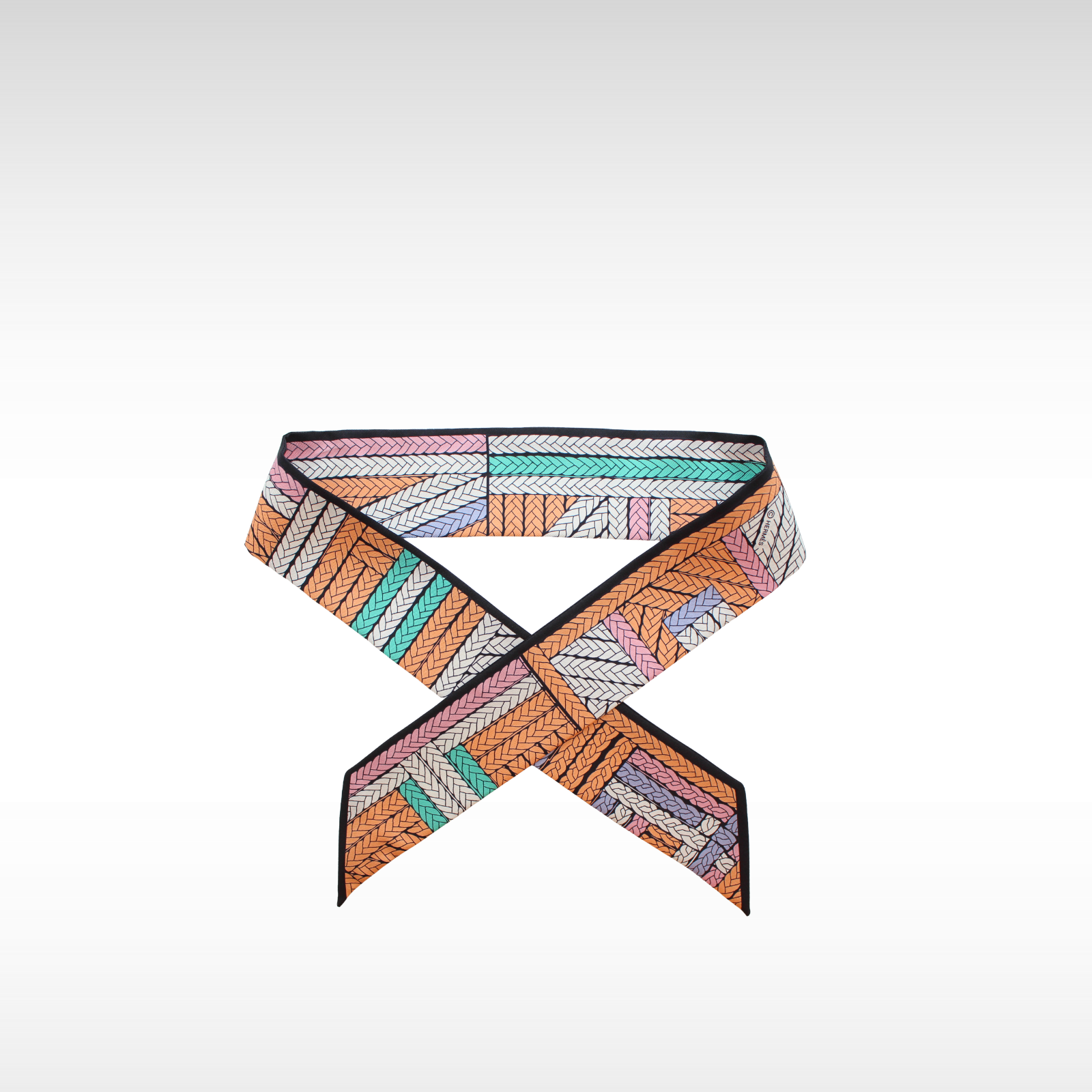 Twilly Tresses H Silk Black + Orange + Pink Scarf