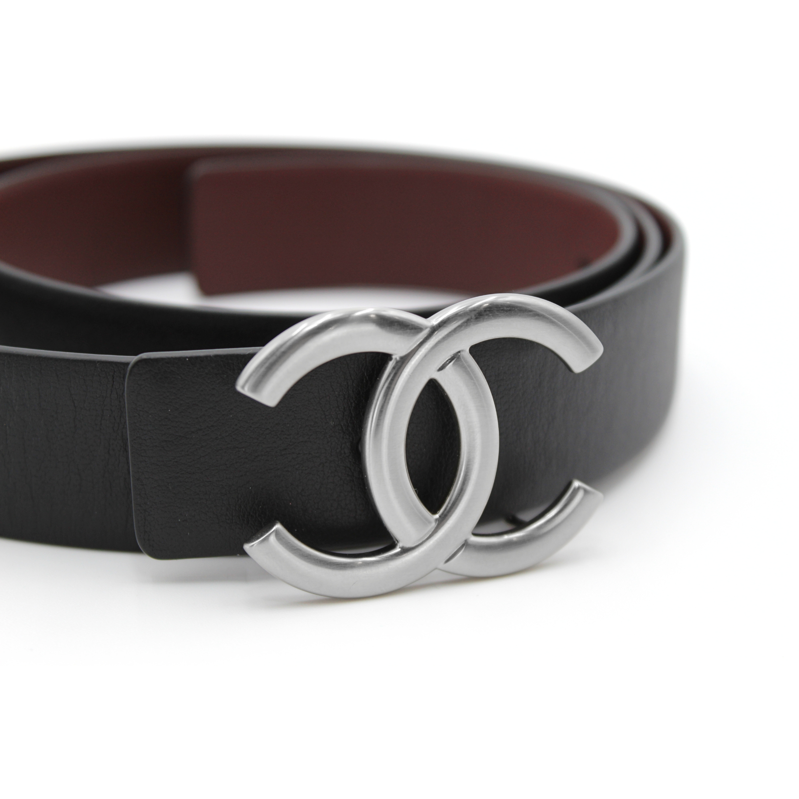 Black + Burgundy Calf Belt