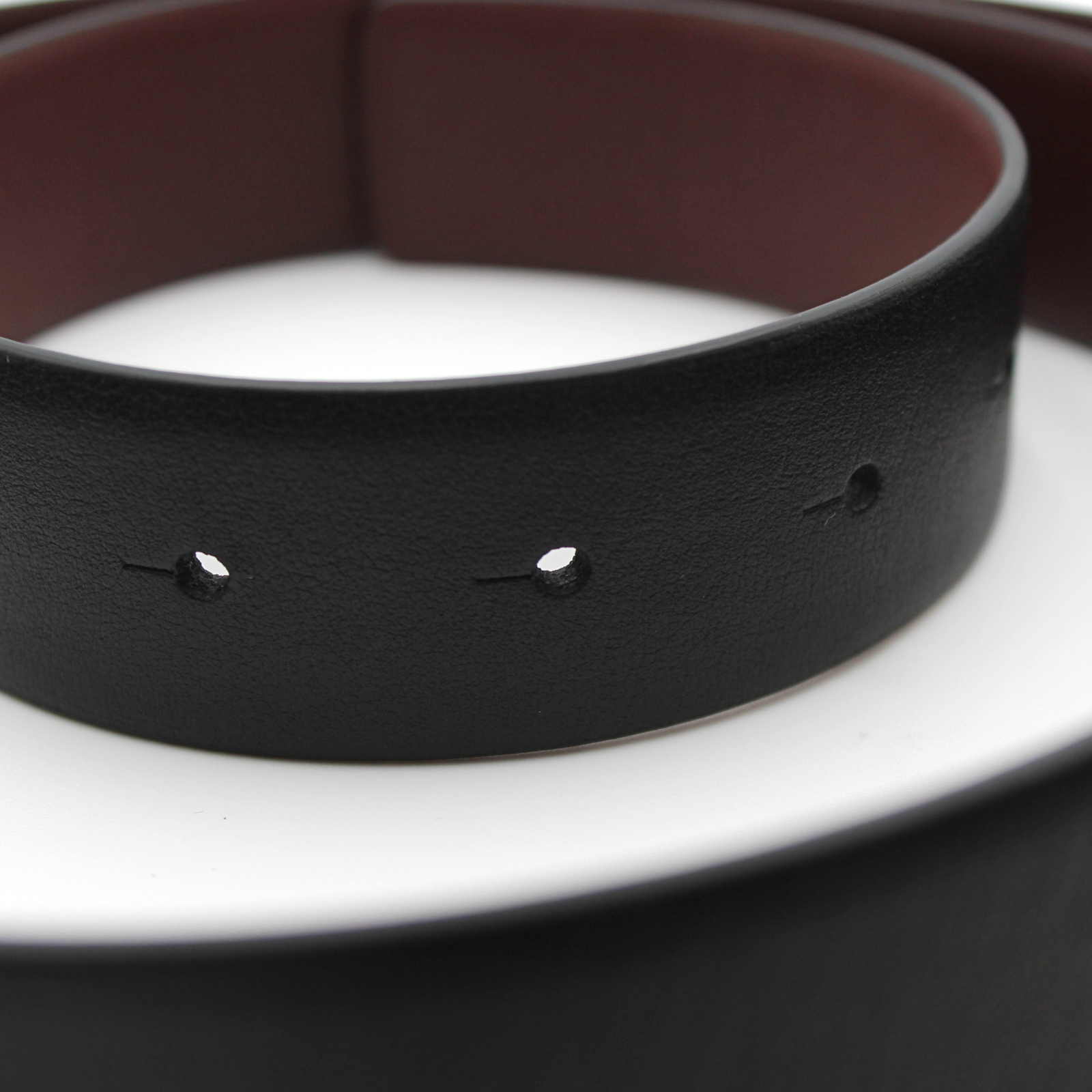 Black + Burgundy Calf Belt