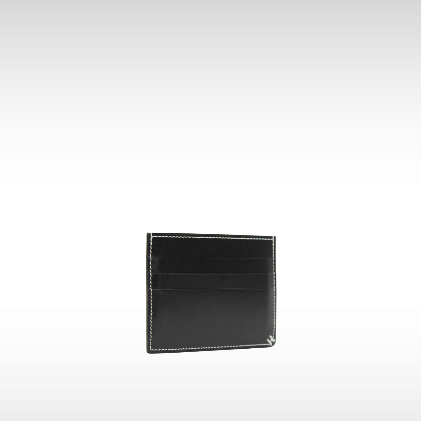 H Sellier Box Calf Black Card Case