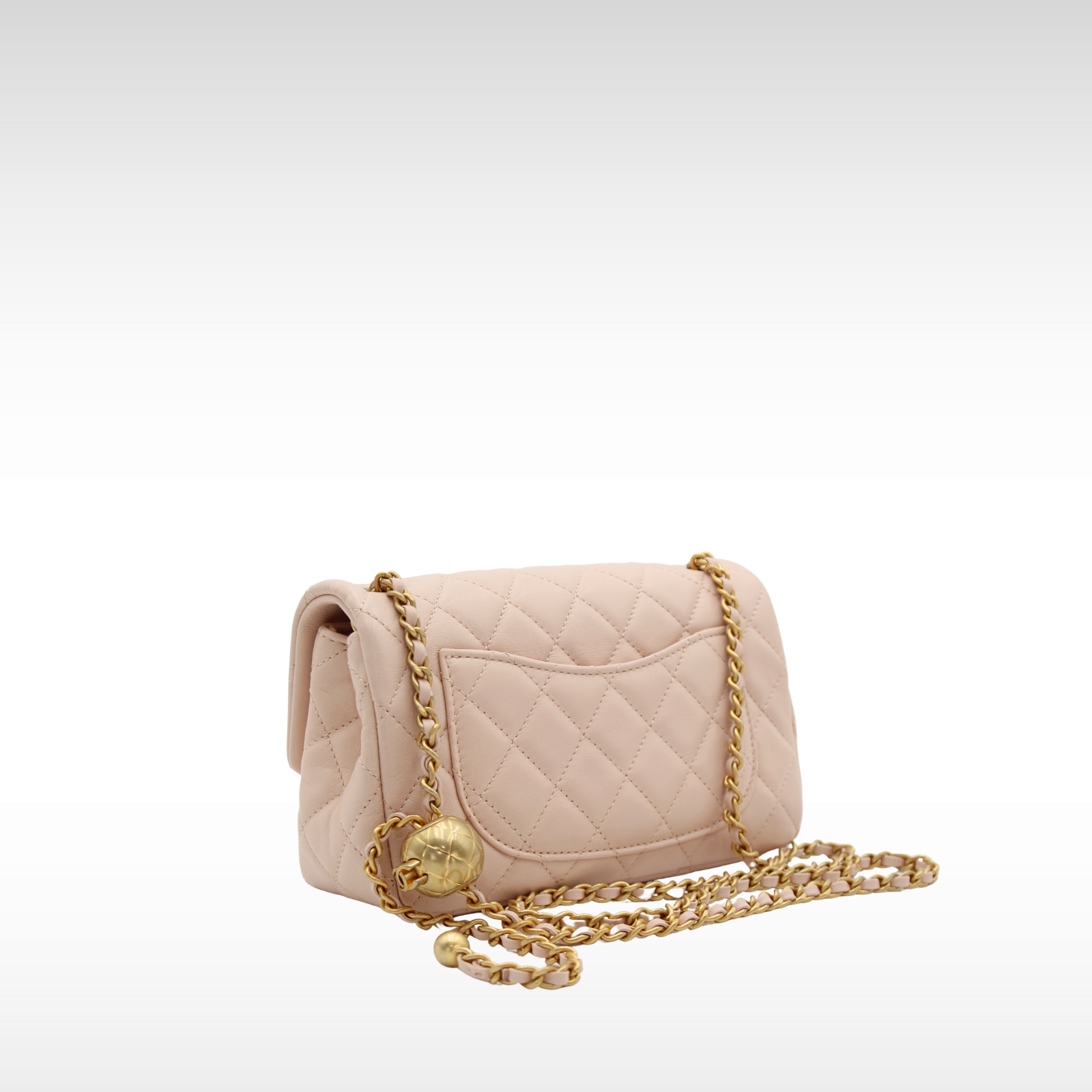 Pearl Crush Mini Lamb Beige Crossbody Bag