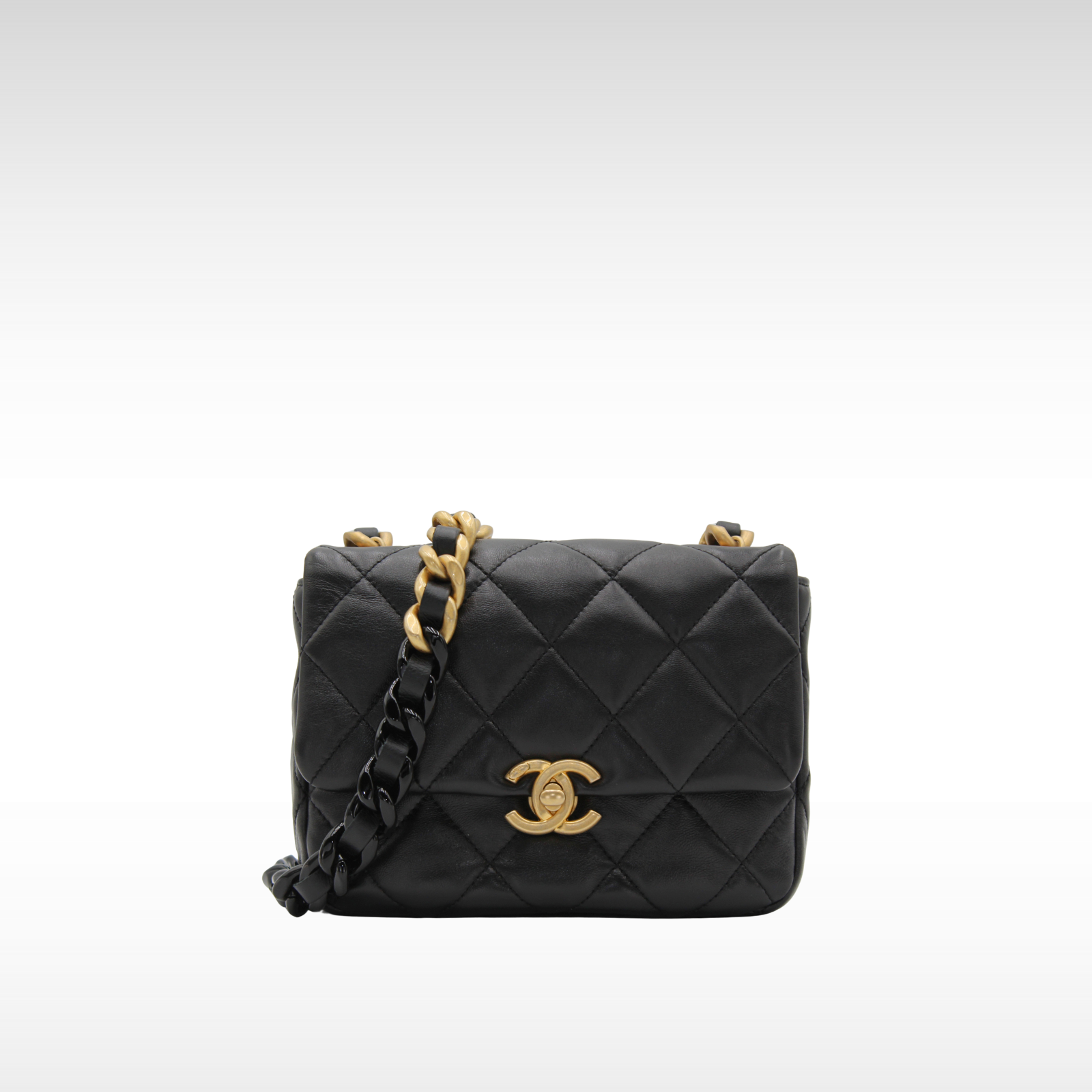 Matelasse Mini Lamb Black Shoulder Bag