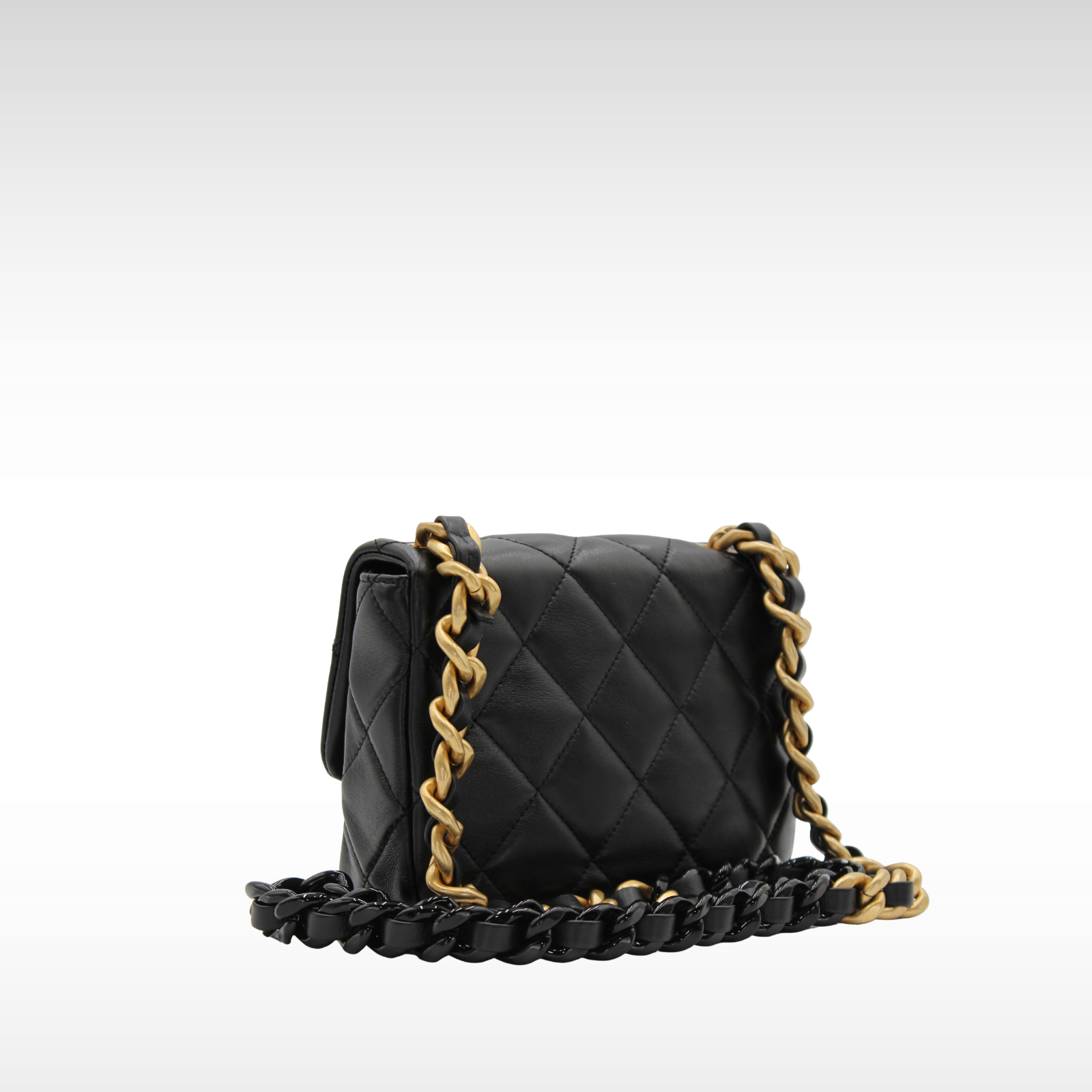 Matelasse Mini Lamb Black Shoulder Bag