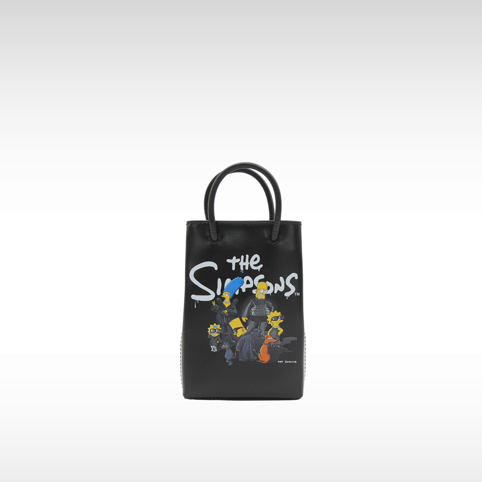 Shopping Phone Holder Mini The Simpsons Calf Black Handbag