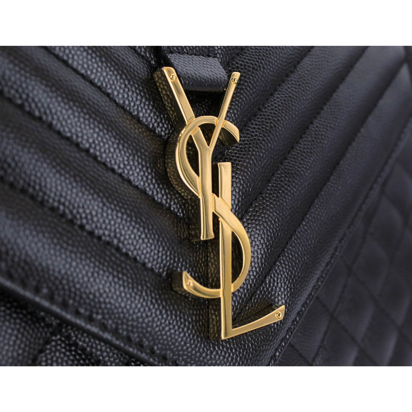 Envelope Large Calf Black Shoulder Bag