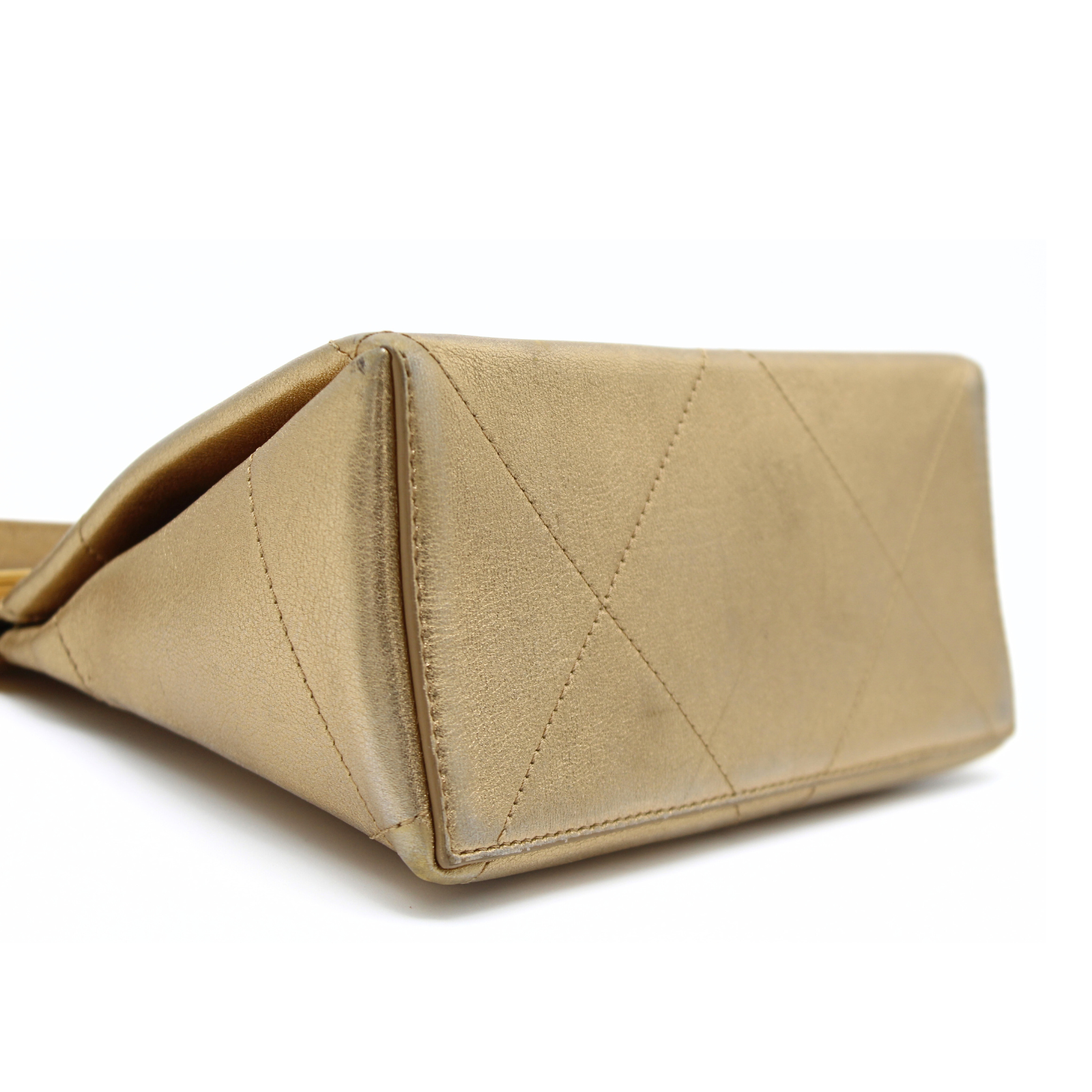 Kiss-lock Calf Gold Shoulder Bag