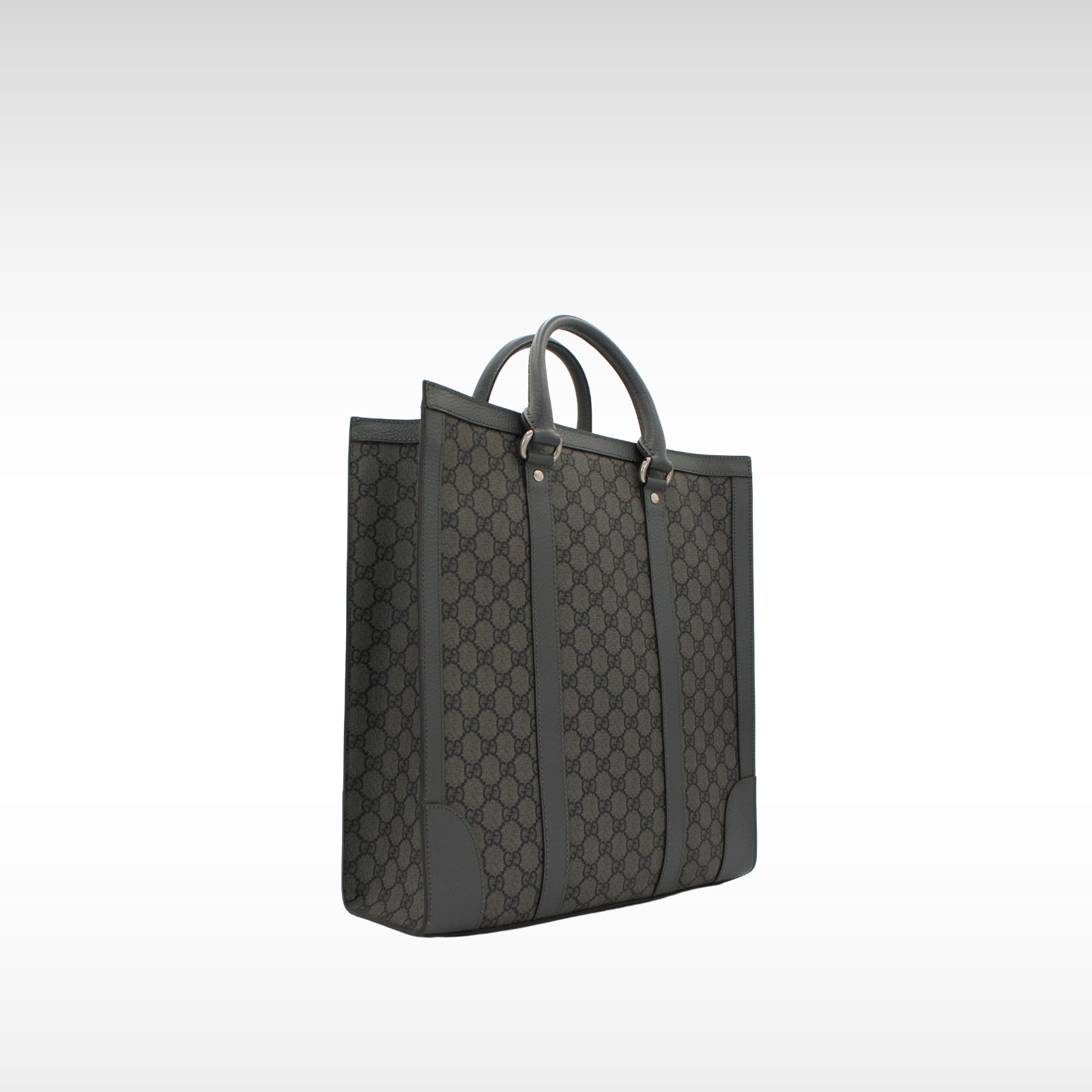 Ophidia M GG-Supreme Coated Canvas Gray Tote Bag