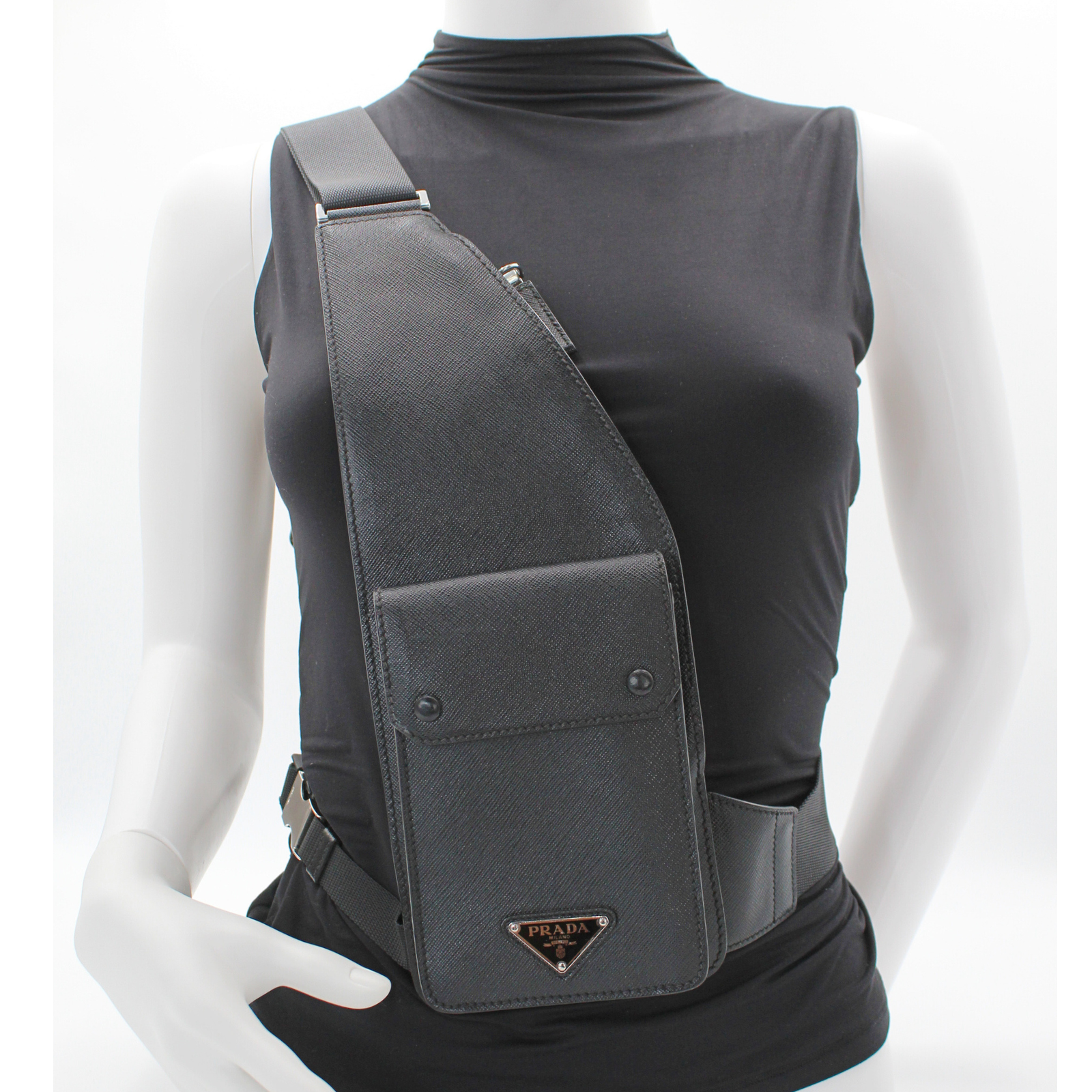 Calf Black Crossbody Bag