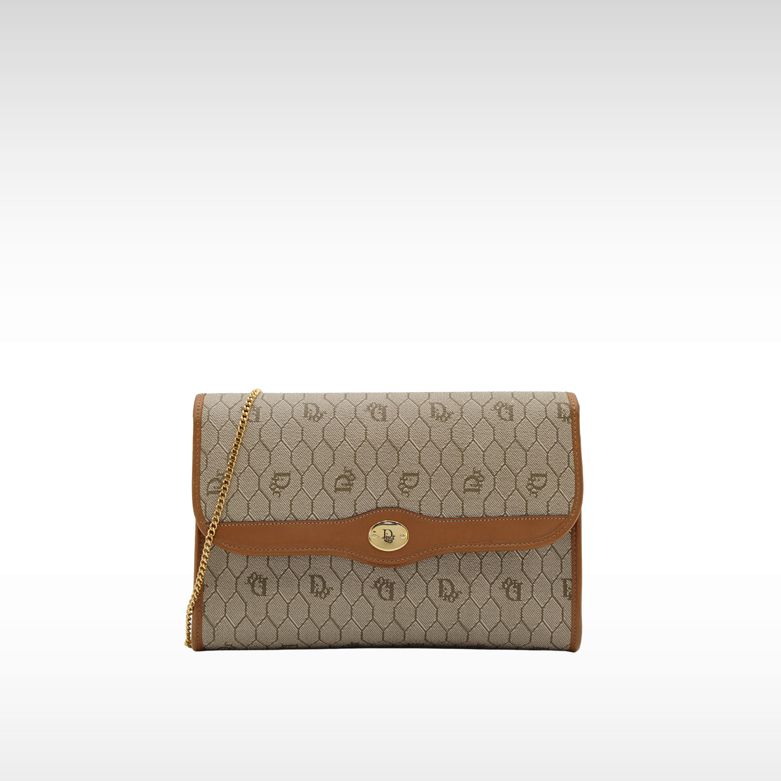 Honeycomb Coated Canvas Beige Shoulder Bag