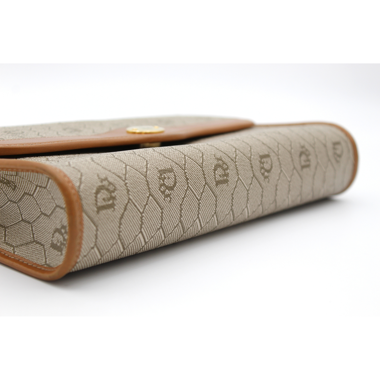 Honeycomb Coated Canvas Beige Shoulder Bag