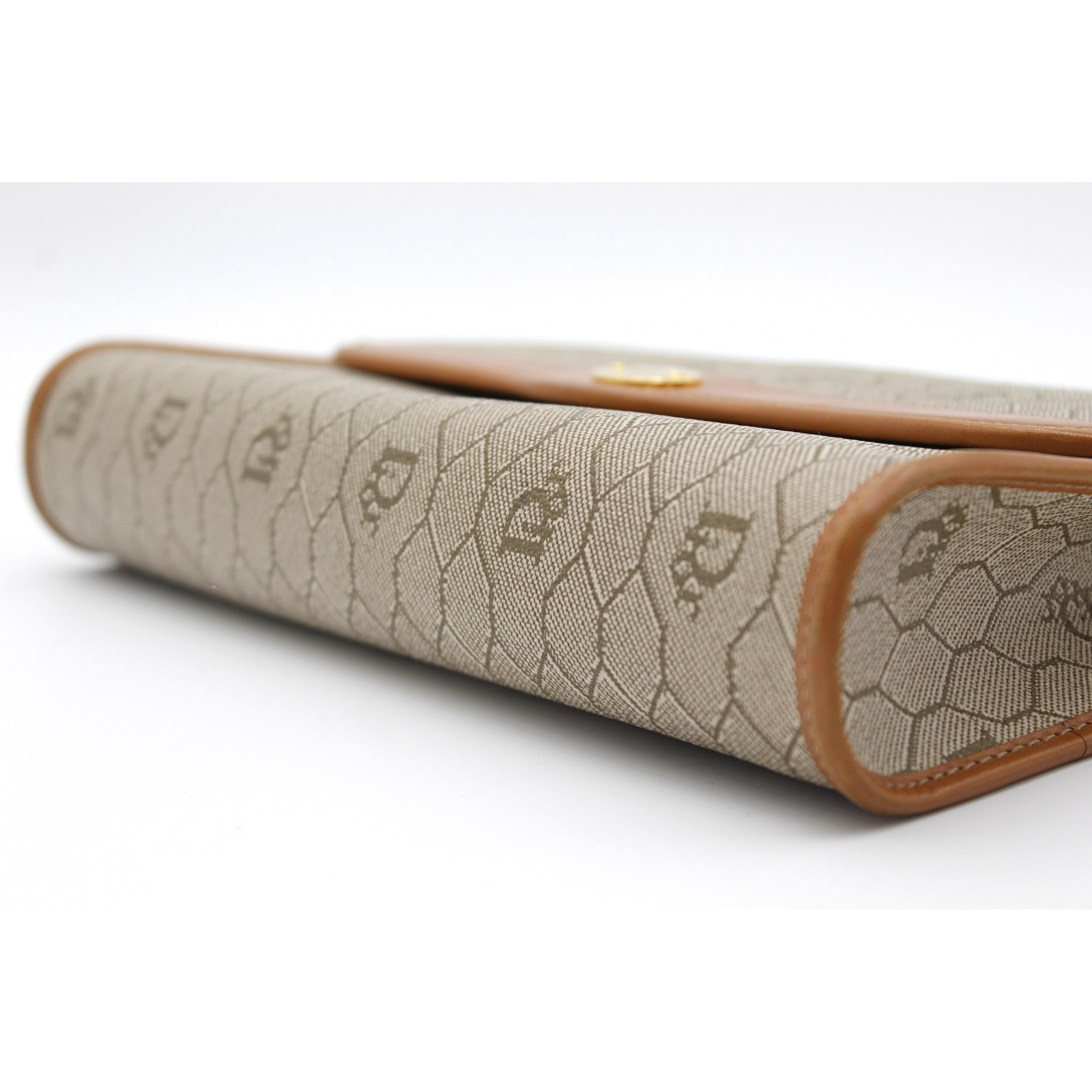 Honeycomb Coated Canvas Beige Shoulder Bag